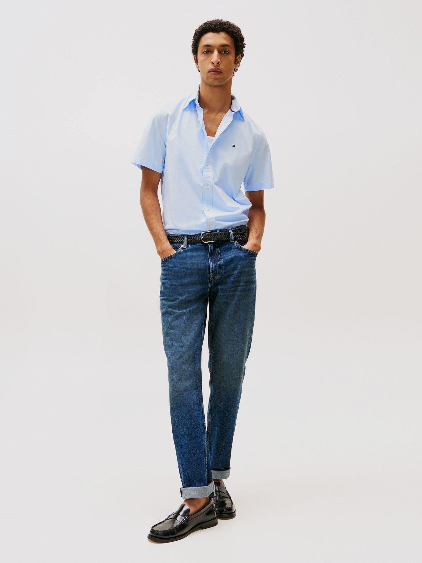 Camisa Flex Poplin Solid Celeste Tommy Hilfiger-1