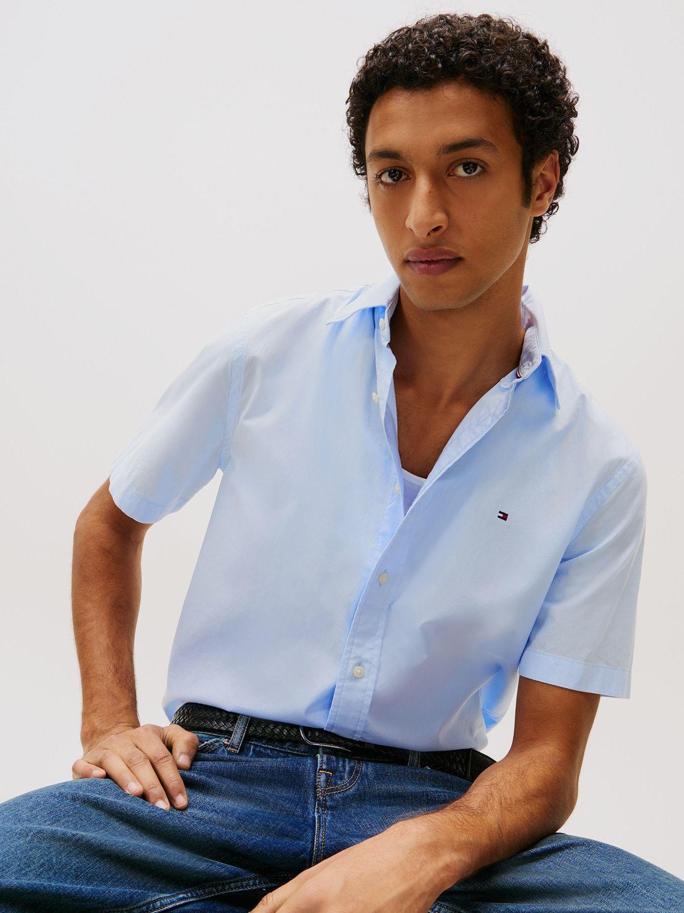 Camisa Flex Poplin Solid Celeste Tommy Hilfiger-3