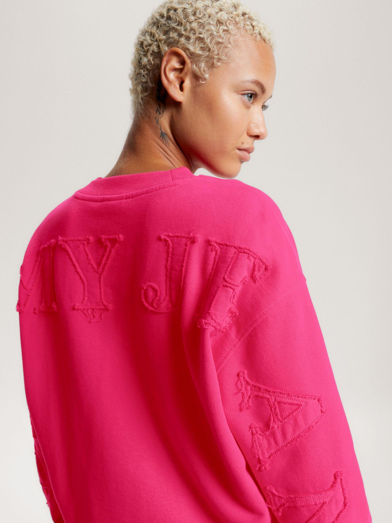 Polerón Cropped Tonal Con Logo Rosado Tommy Hilfiger-3