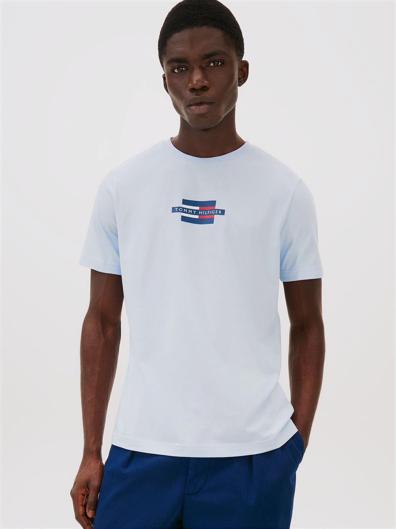 Polera Flag Box Logo Celeste Tommy Hilfiger-0