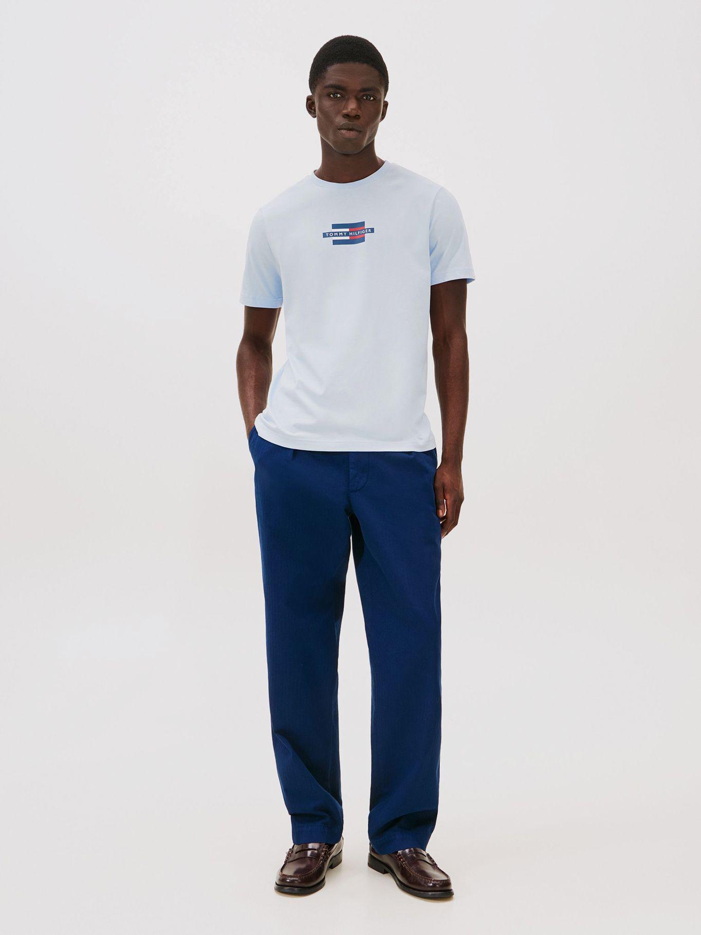 Polera Flag Box Logo Celeste Tommy Hilfiger-1