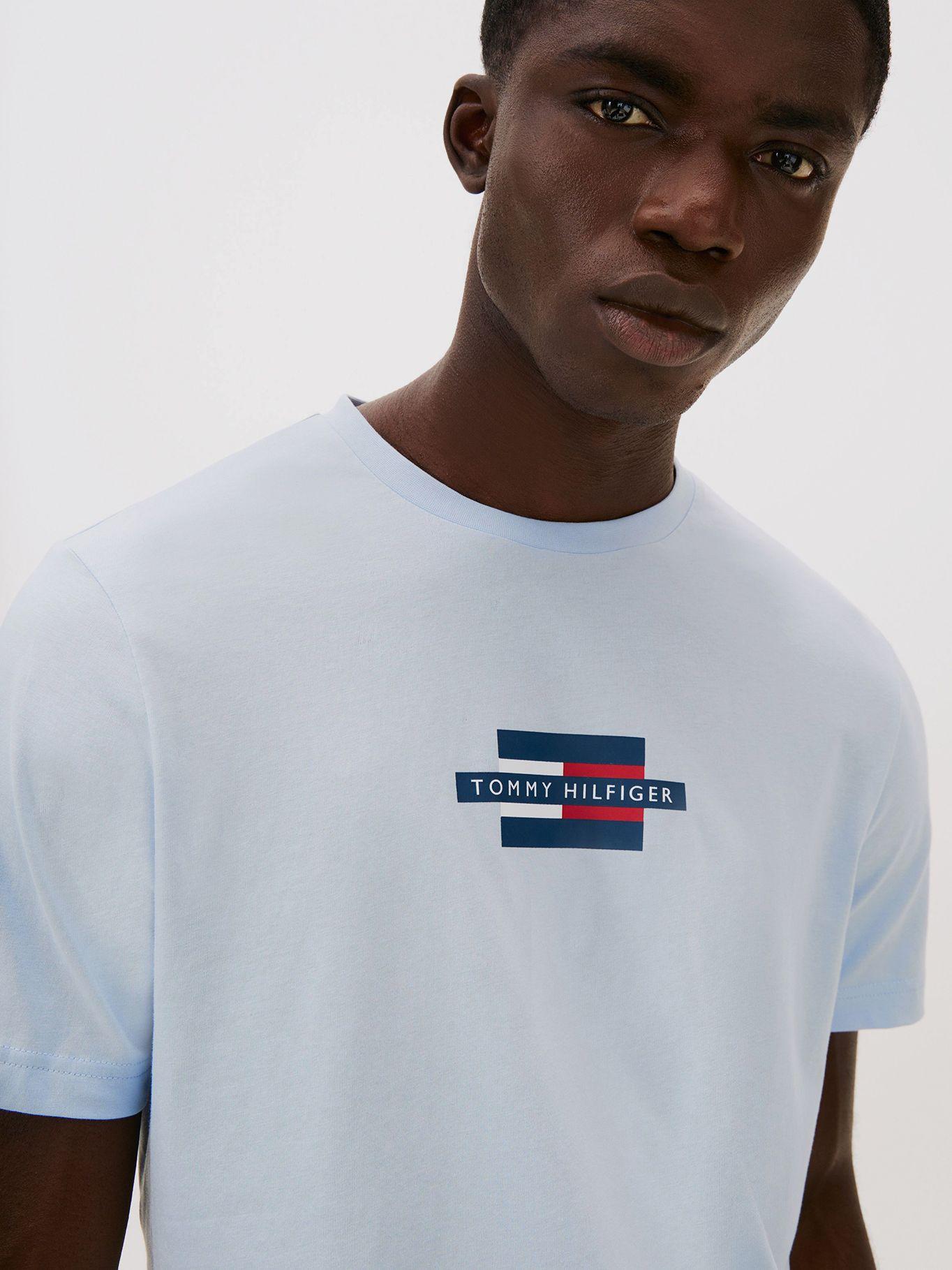 Polera Flag Box Logo Celeste Tommy Hilfiger-3