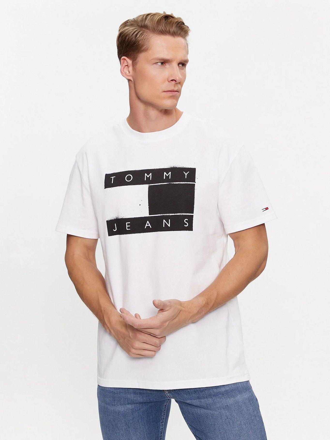 Polera Spray Flag Logo Blanco Tommy Jeans-0