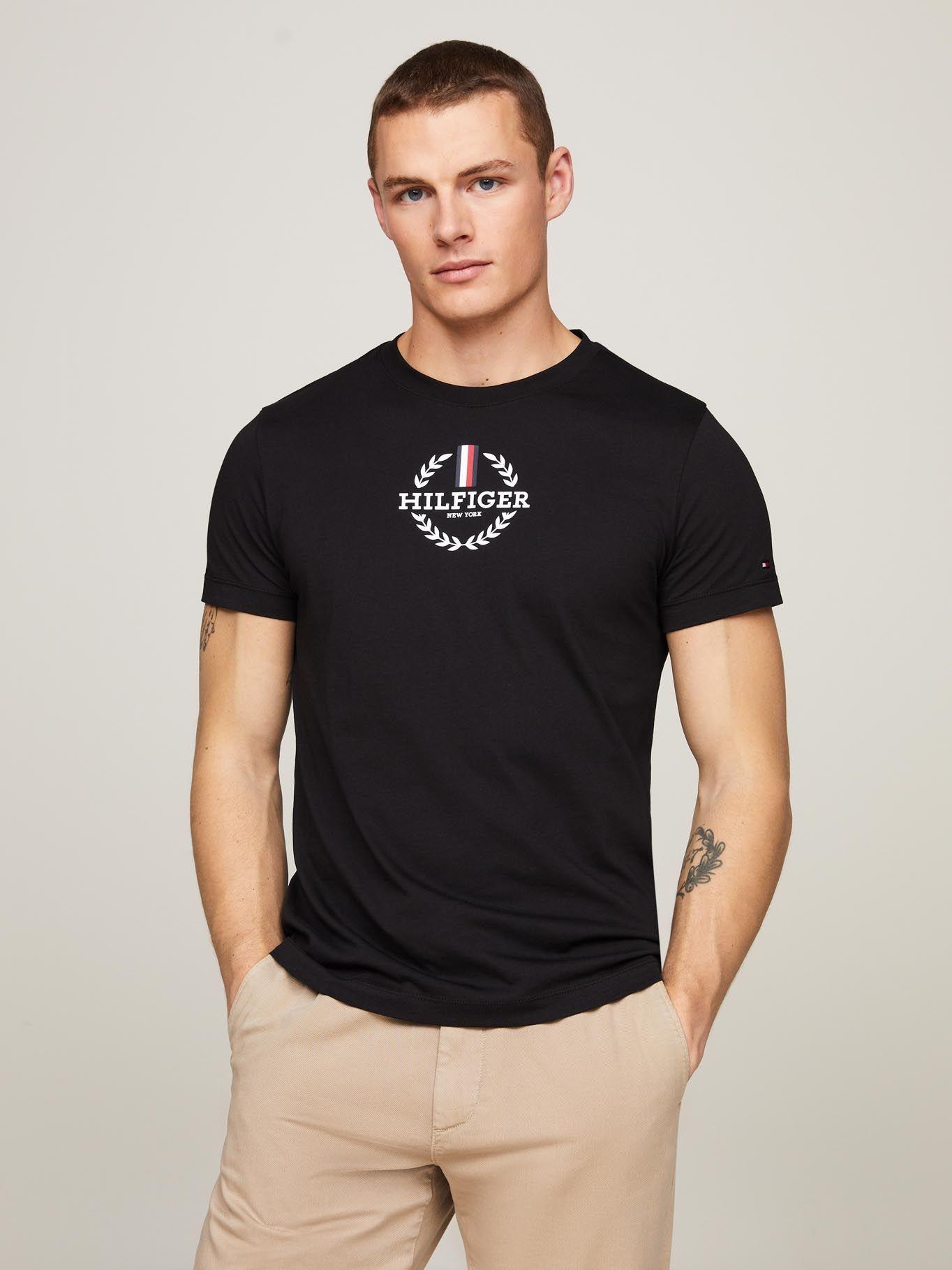 Polera Global Strip Crest Slim Fit Negro Tommy Hilfiger-4