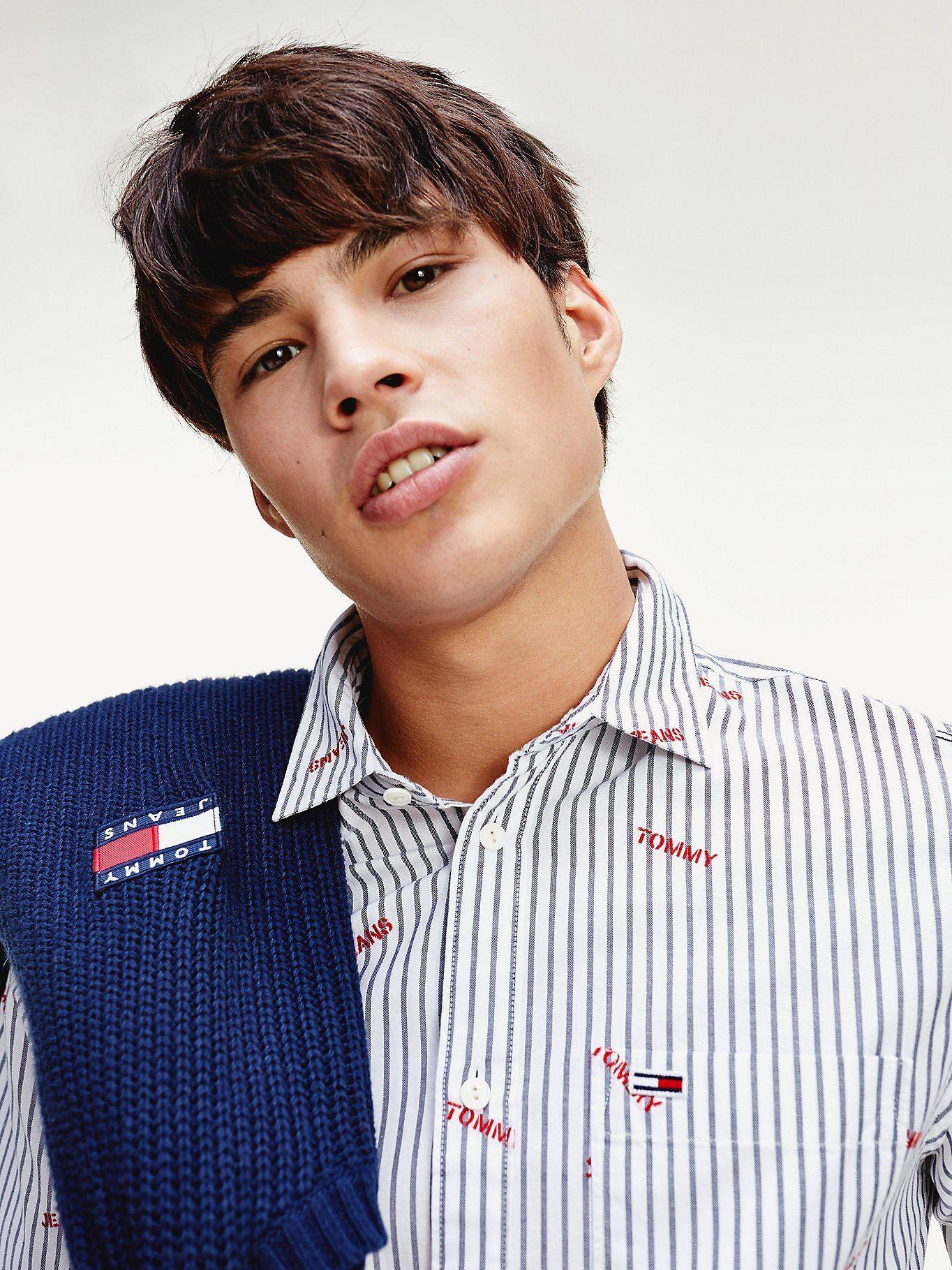 Camisa Con Bordado De Logos Celeste Tommy Hilfiger-3