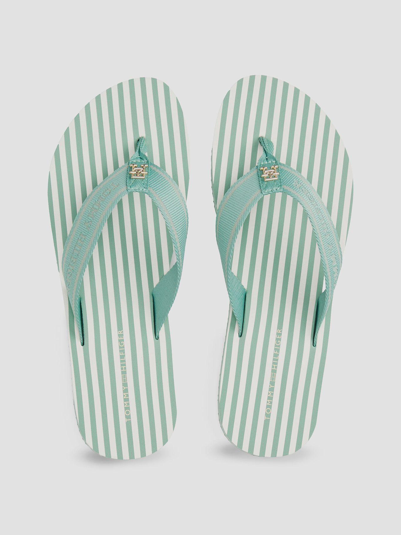 Sandalias Tejido Trenzado Rayas Verde Tommy Hilfiger-2