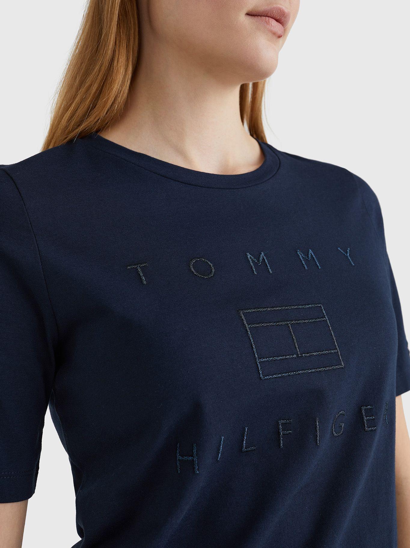 Polera Logo Metalizado Azul Tommy Hilfiger JN2-3