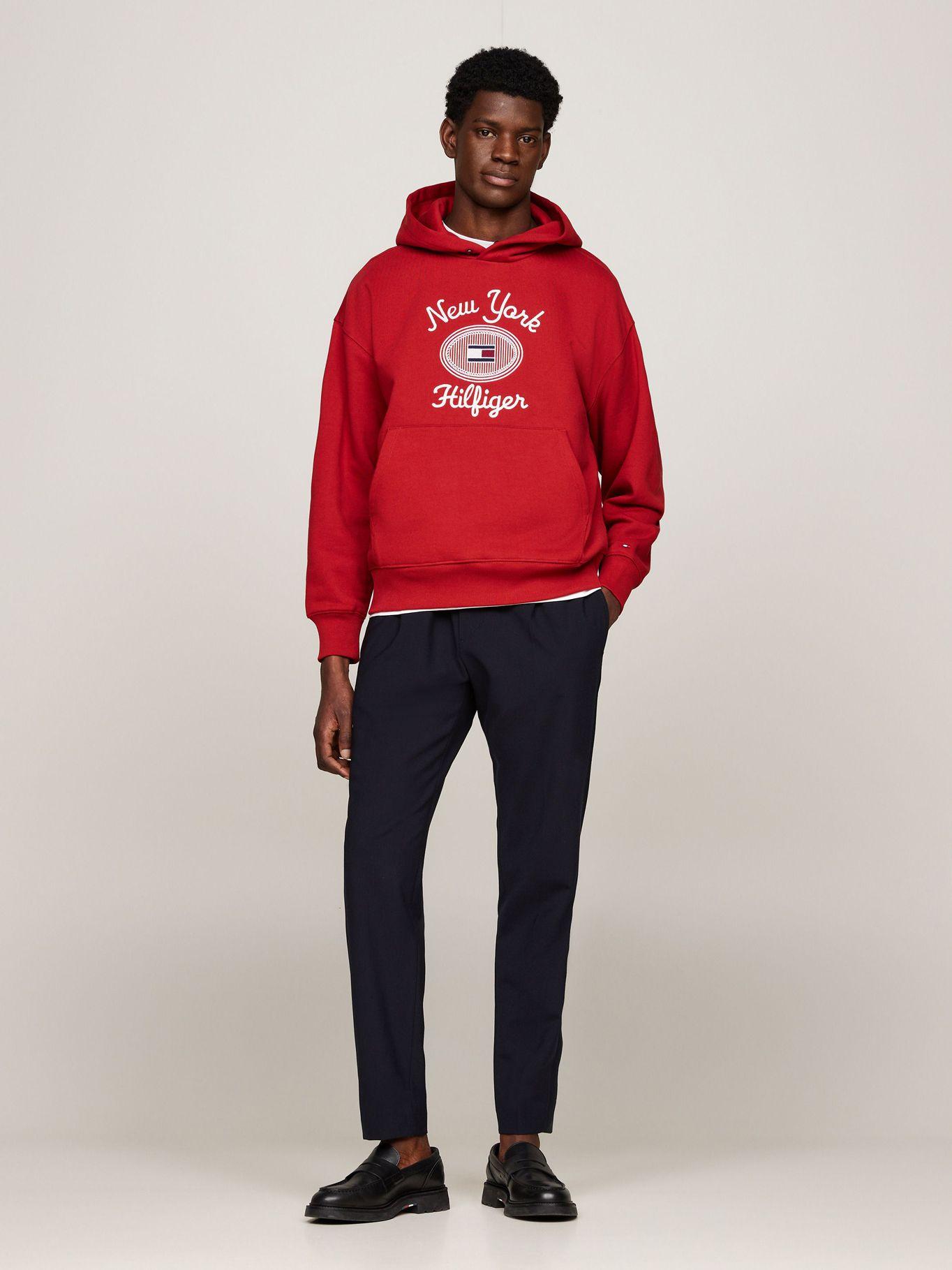 Polerón Hoodie Con Logo Bordado Rojo Tommy Hilfiger-1