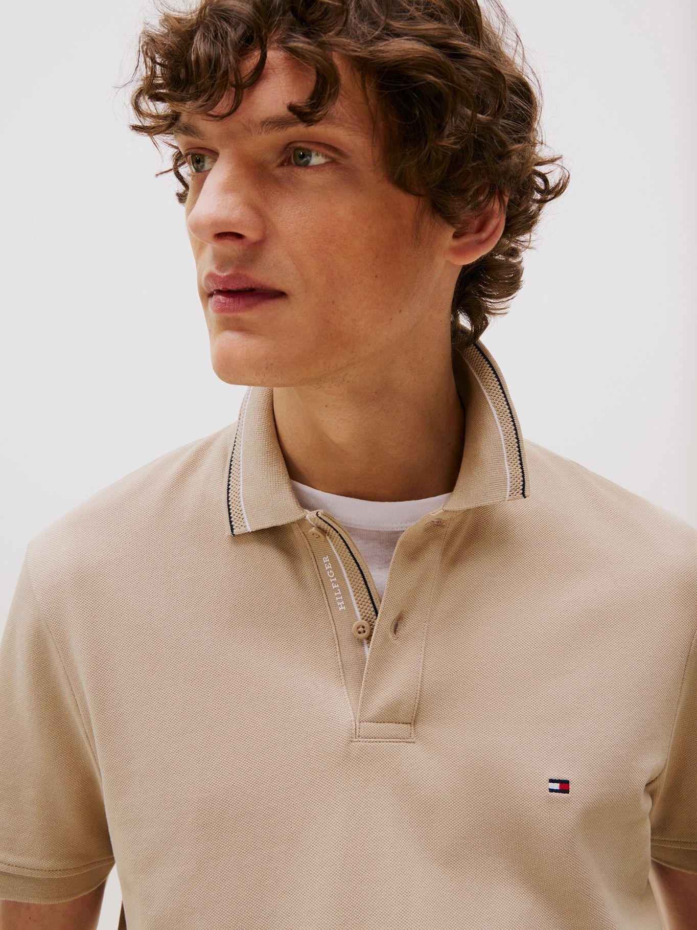 Polo de Cuello Ribeteado Regular Beige Tommy Hilfiger-3