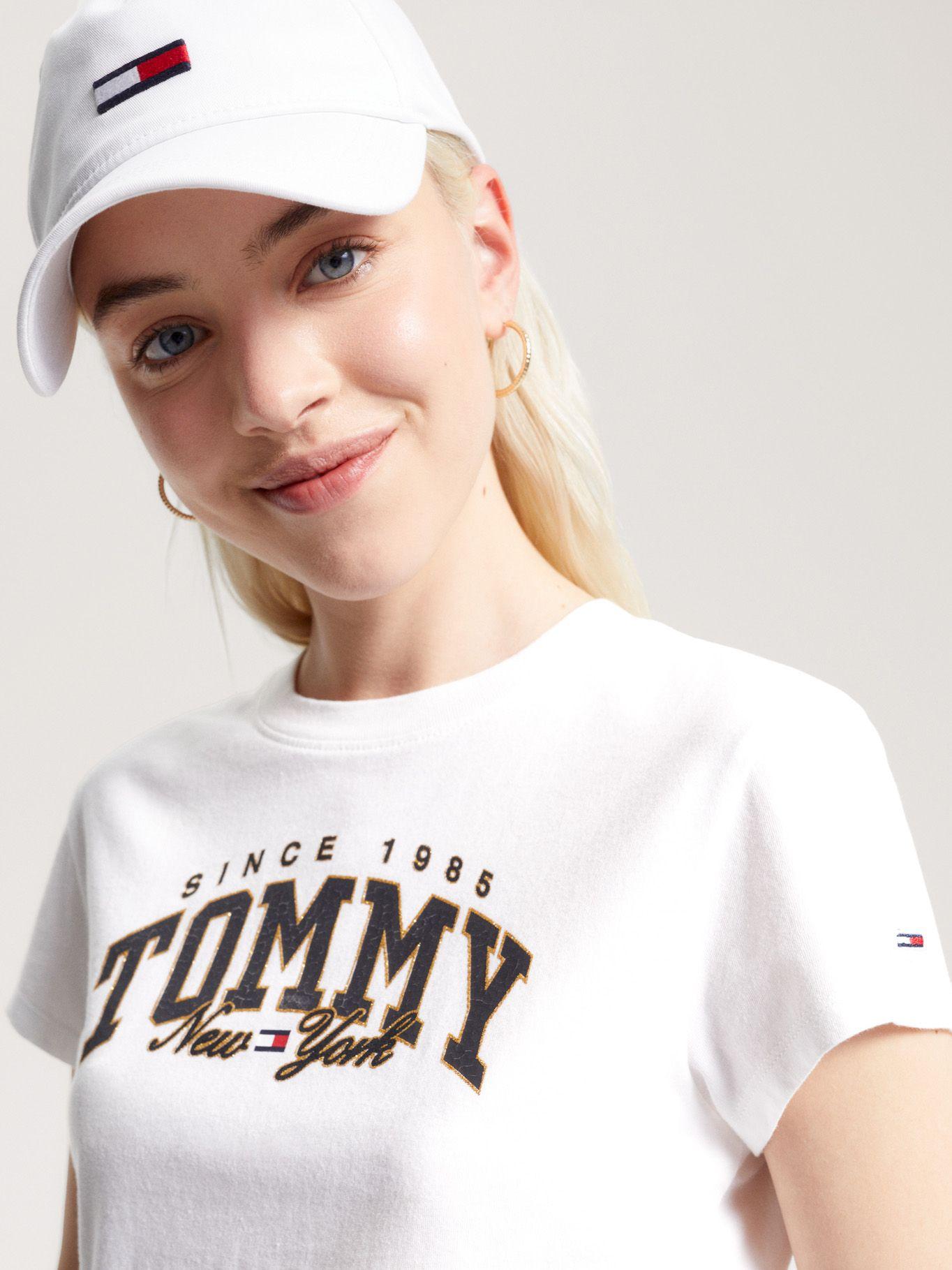 Polera Cropped Varsity Logo Blanco Tommy Hilfiger-3