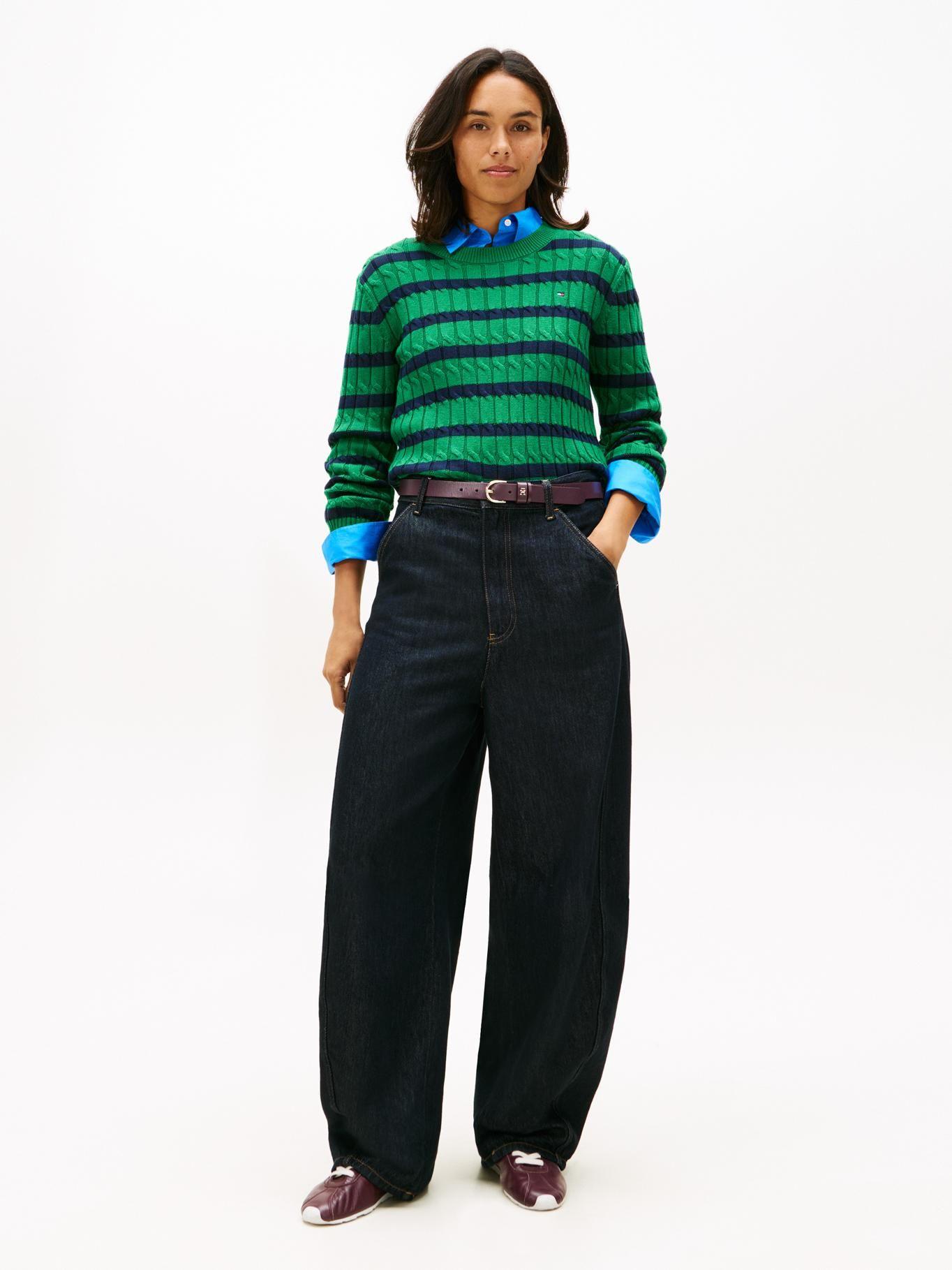 Sweater Essential De Punto Cable Tommy Hilfiger Verde-1