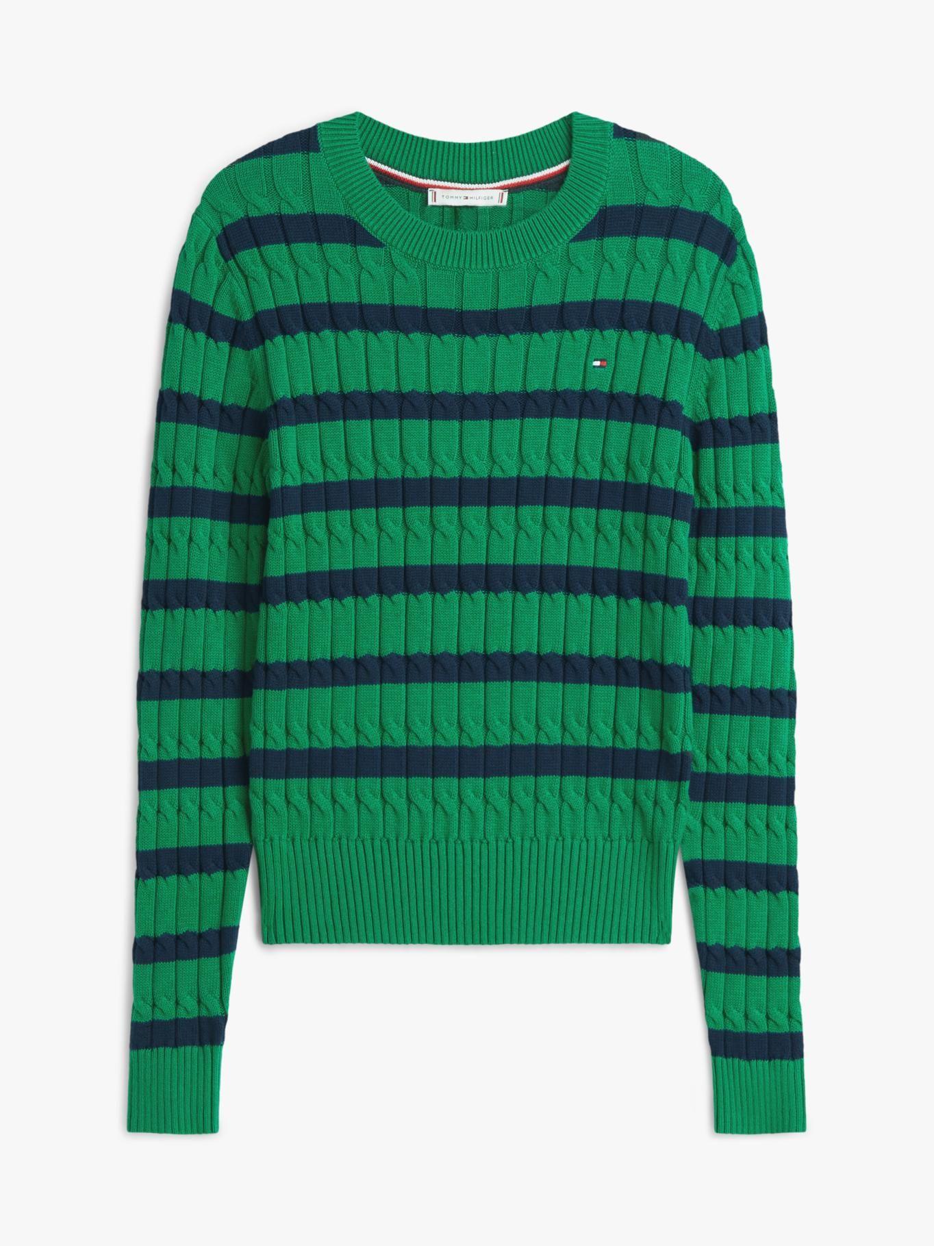 Sweater Essential De Punto Cable Tommy Hilfiger Verde-4
