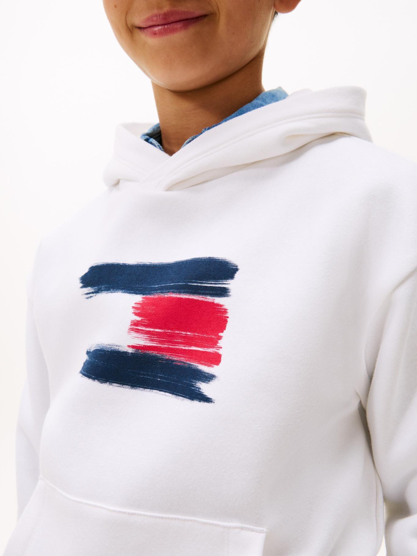 Polerón Hoodie Flag Logo Blanco Tommy Hilfiger-3