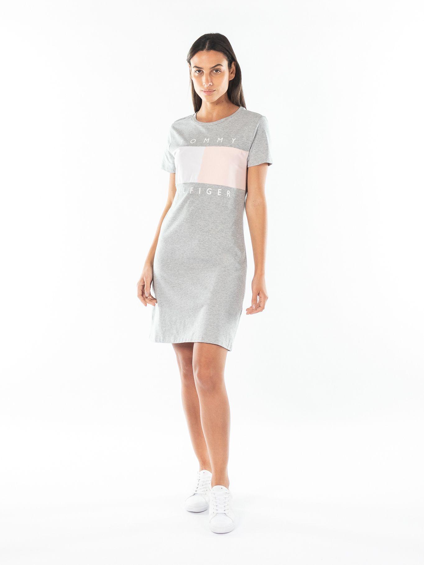 Vestido Camisero Logo Flag Gris Tommy Hilfiger-0