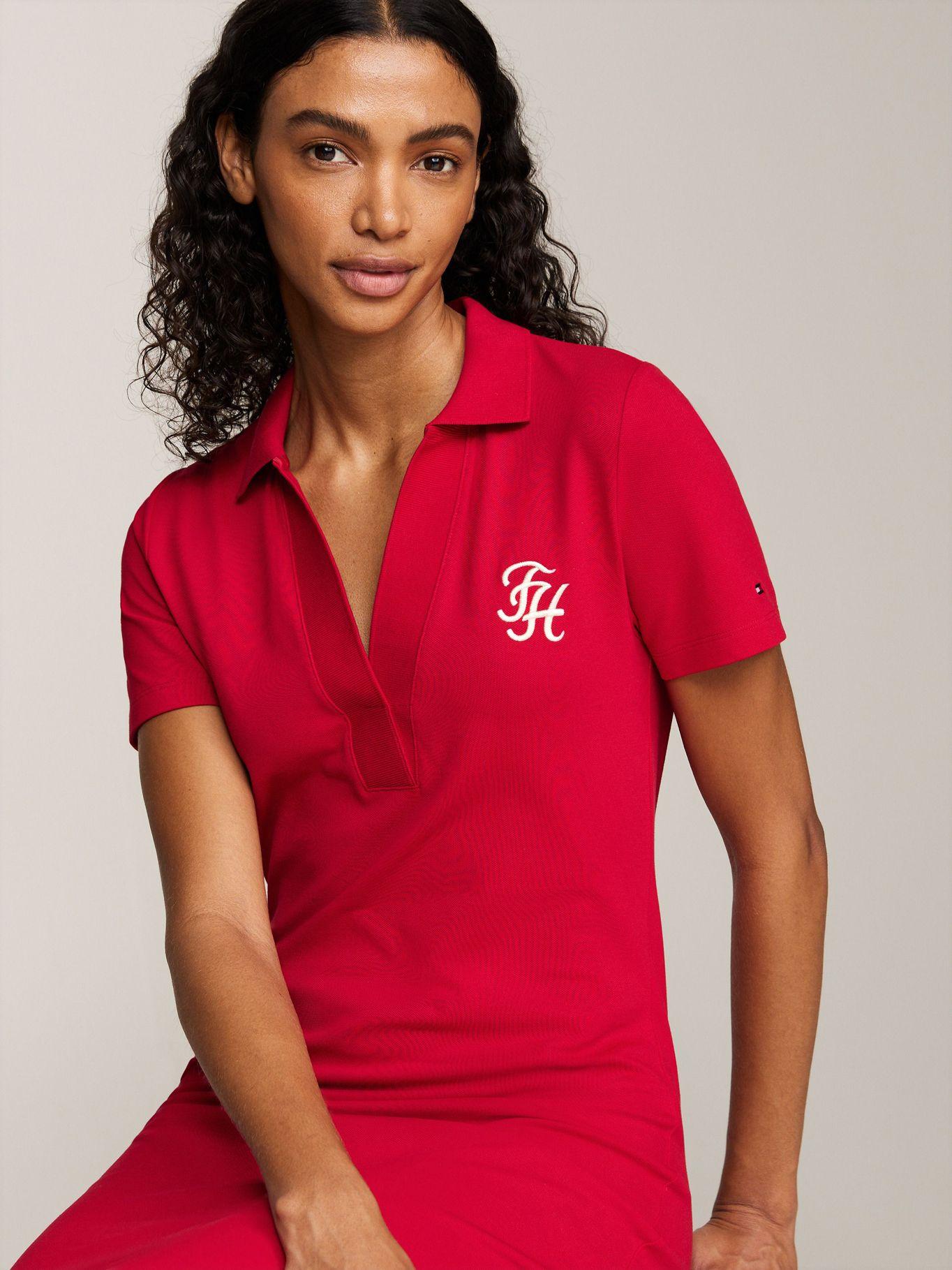 Vestido Polo Con Logo Script Rojo Tommy Hilfiger-3