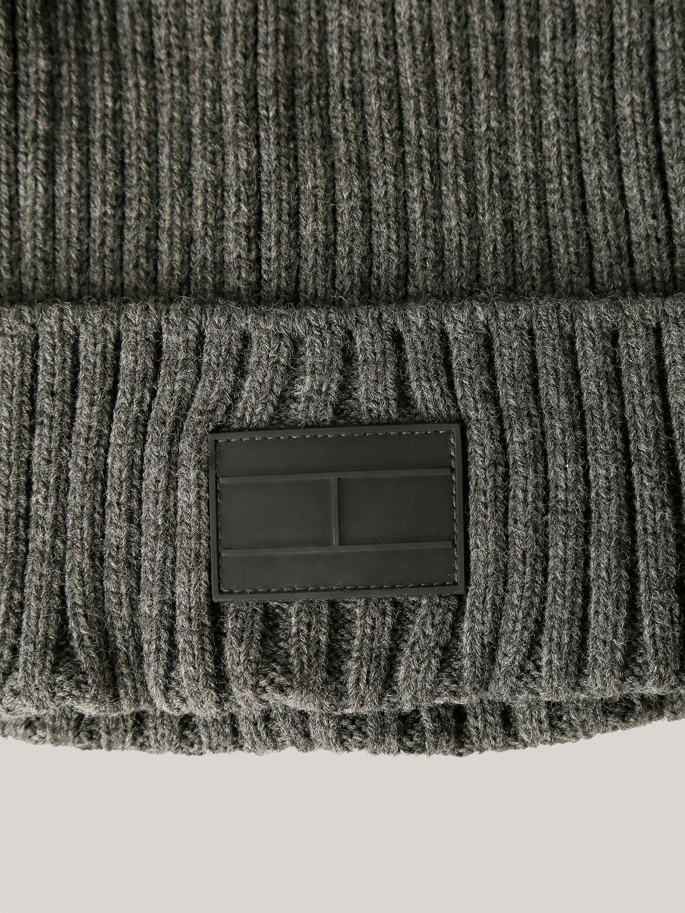 Beanie De Canalé Con Logo Gris Tommy Hilfiger-2