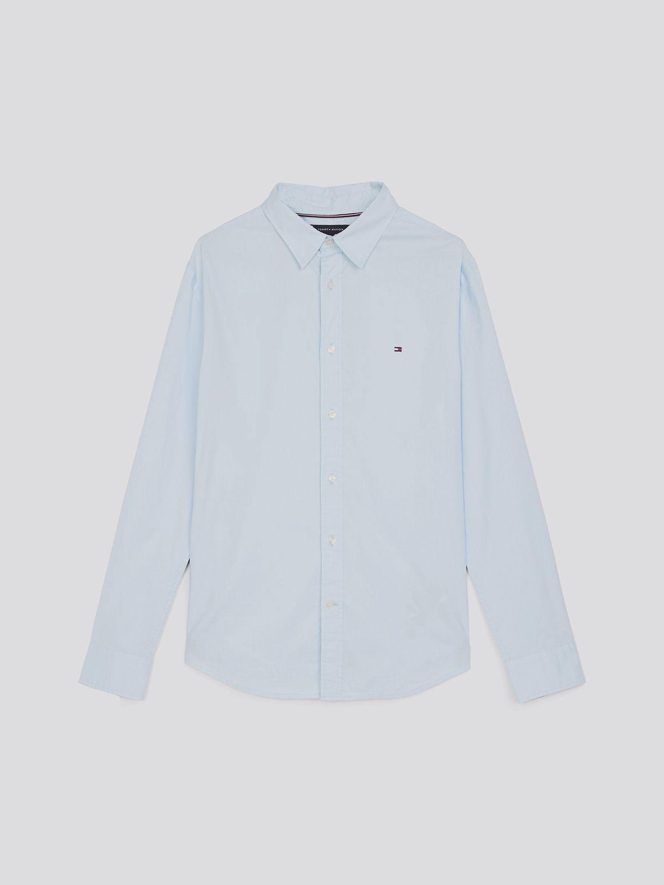 Camisa Flex De Corte Slim Fit Celeste Tommy Hilfiger-4