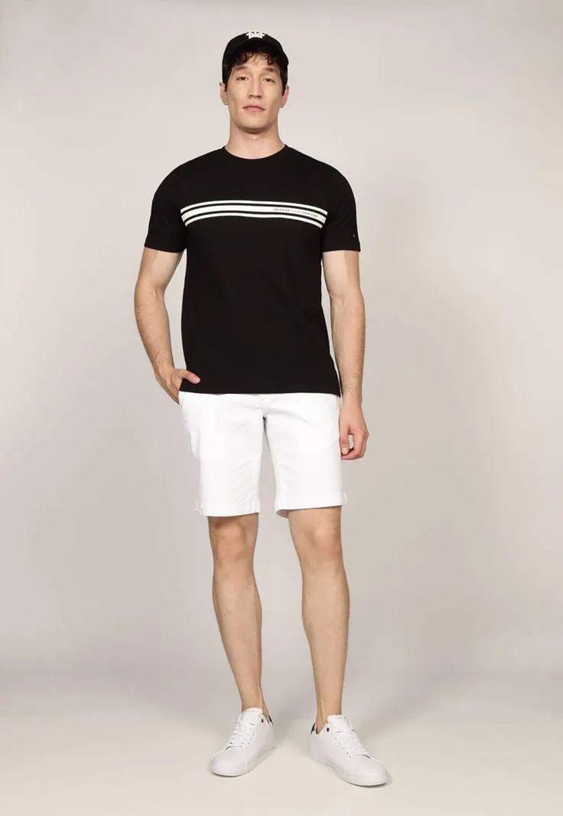 Polera Central Chest Stripe Logo Negro Tommy Hilfiger-1