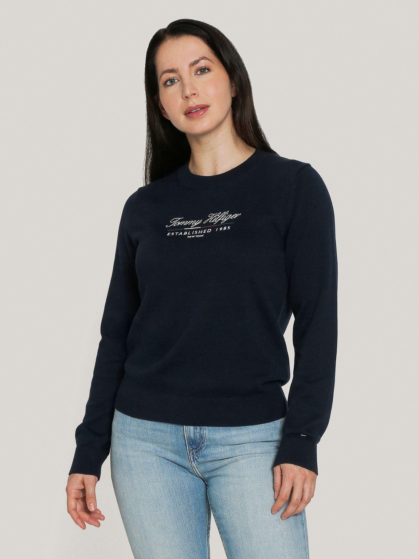 Sweater Script Graphic Logo Azul Tommy Hilfiger-0