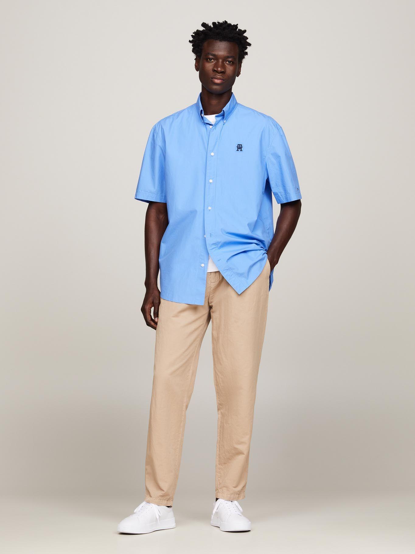 Camisa Monogram Regular Fit C30 Celeste Tommy Hilfiger-1