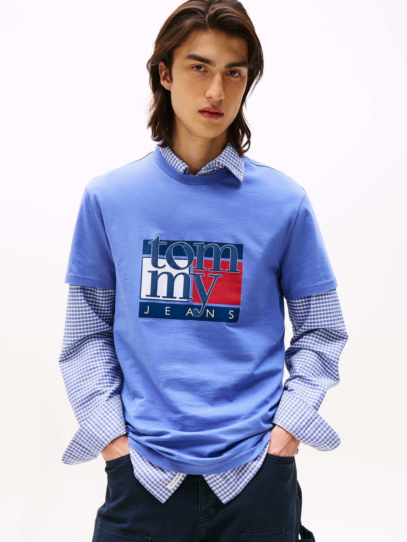 Polera Slim De Logo Gráfico Azul Tommy Jeans-0