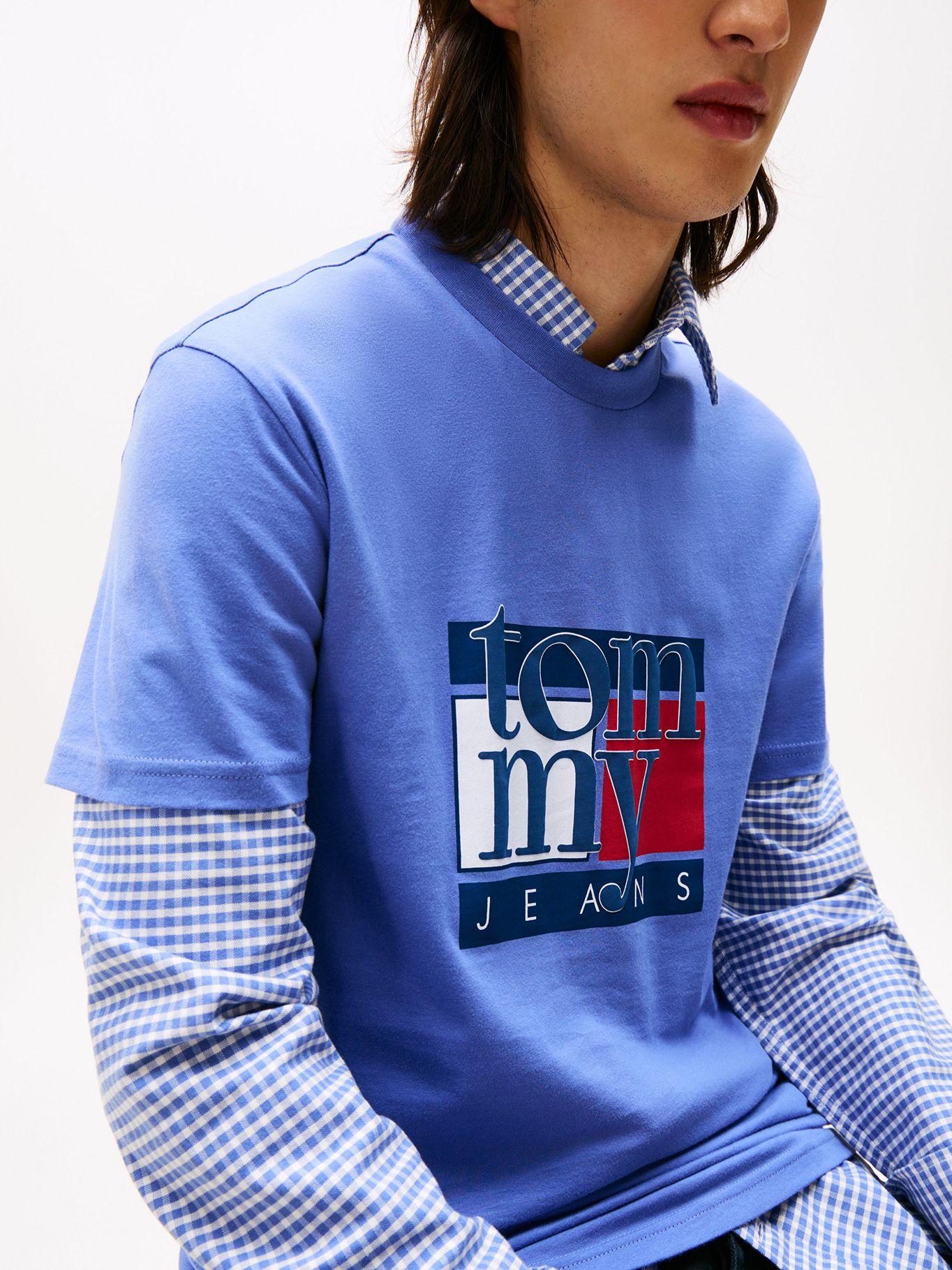 Polera Slim De Logo Gráfico Azul Tommy Jeans-3