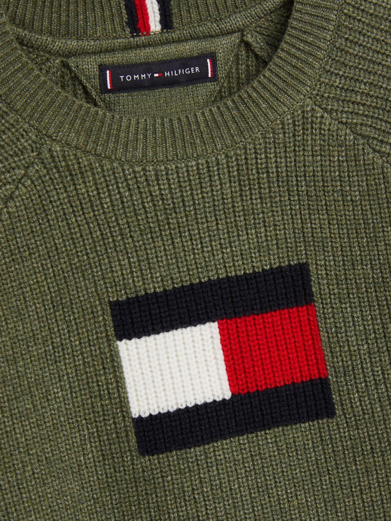Sweater De Punto Flag Logo Verde Tommy Hilfiger-2