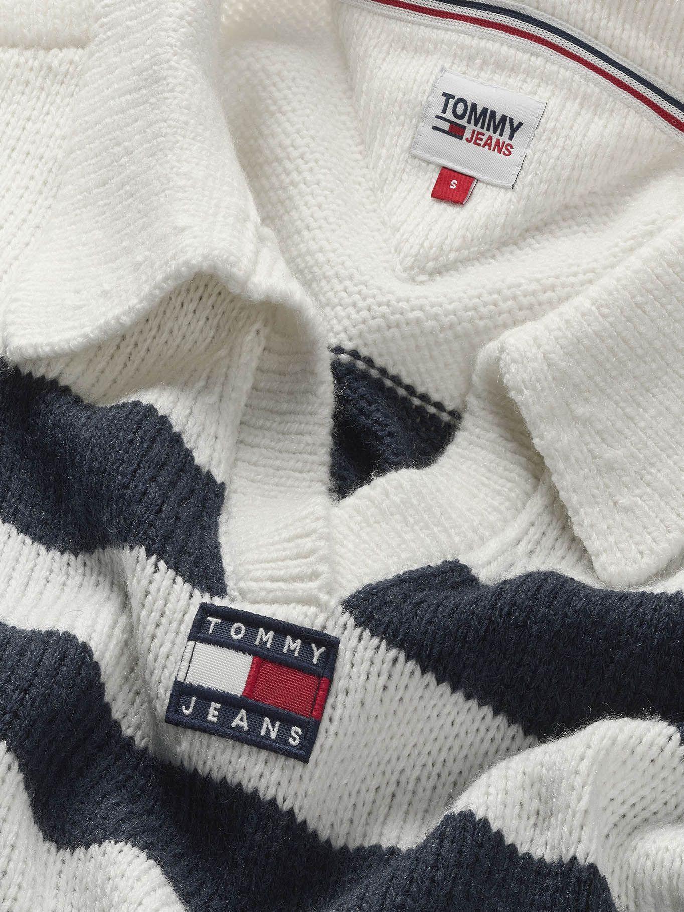 Sweater Crop Stripe Con Logo Blanco Tommy Jeans-2