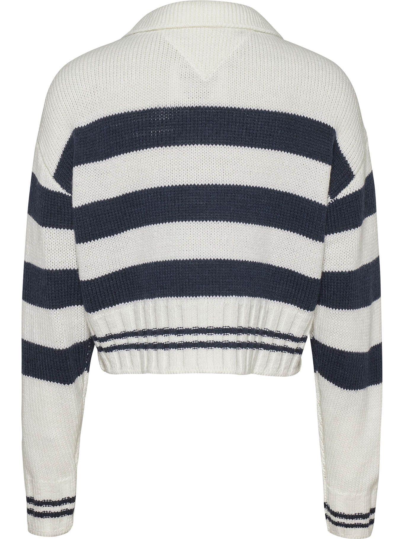Sweater Crop Stripe Con Logo Blanco Tommy Jeans-1