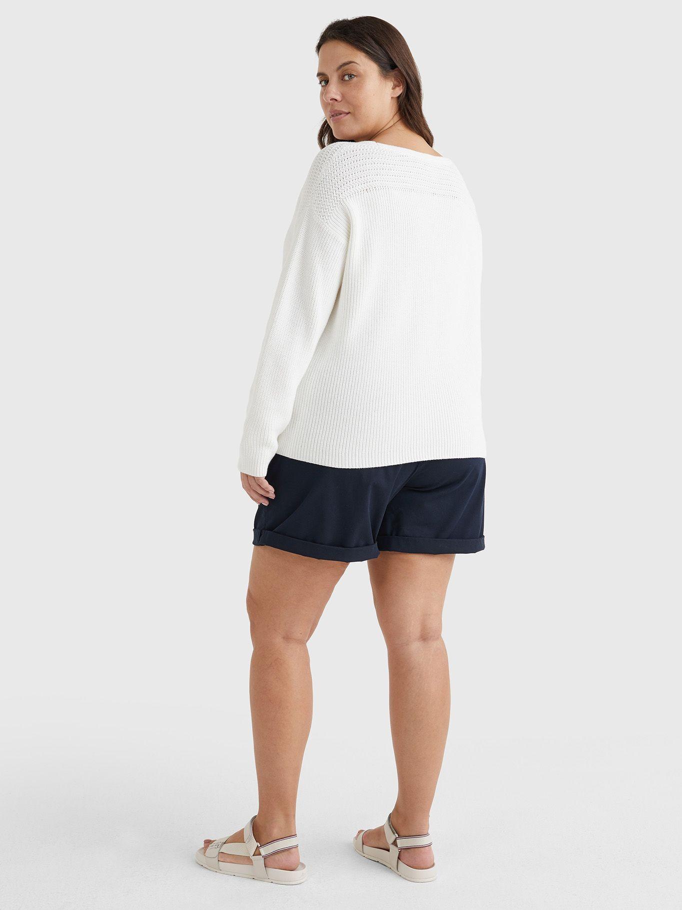 Sweater Curve V-Neck Blanco Tommy Hilfiger JN2-1