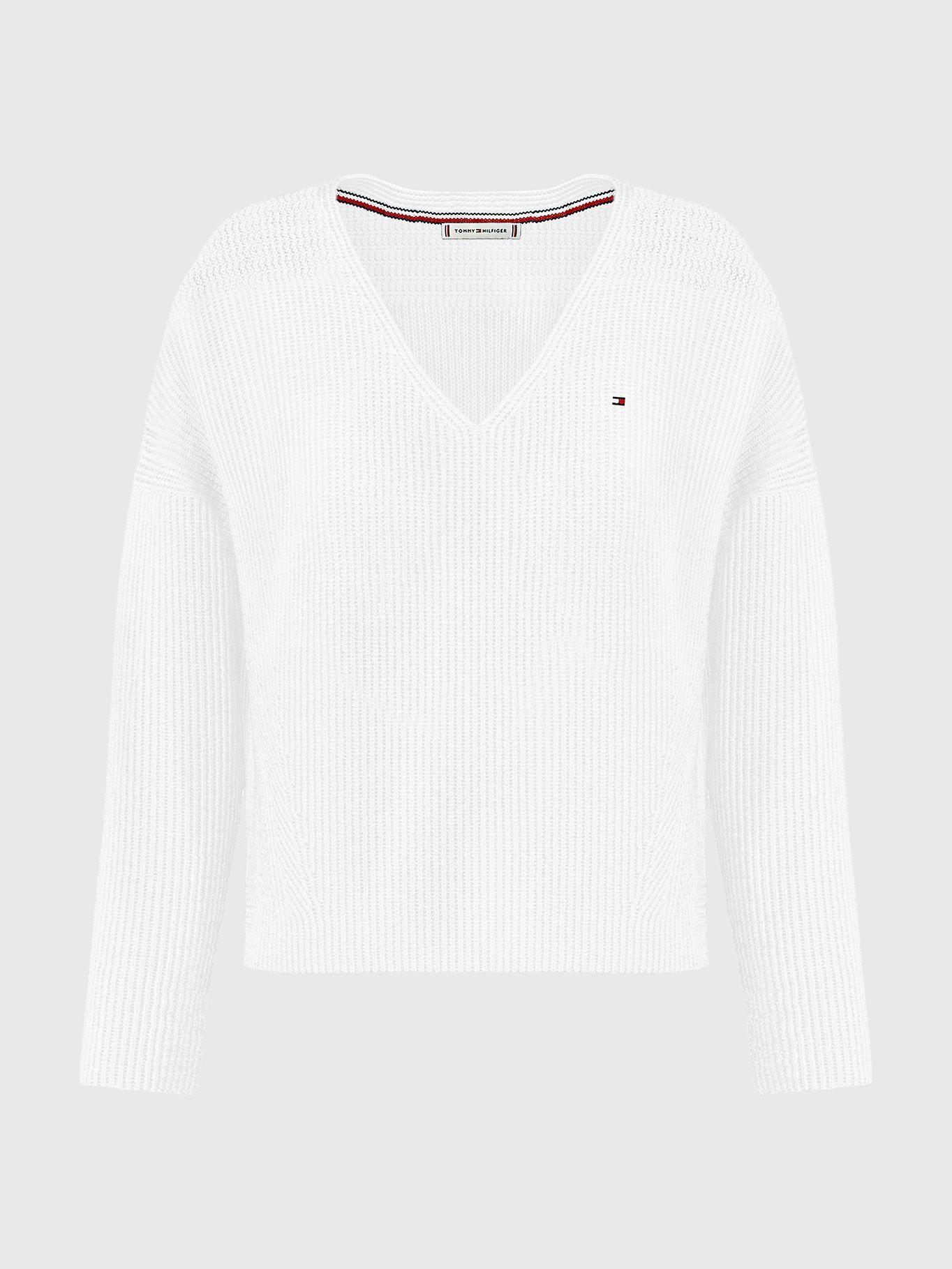 Sweater Curve V-Neck Blanco Tommy Hilfiger JN2-4