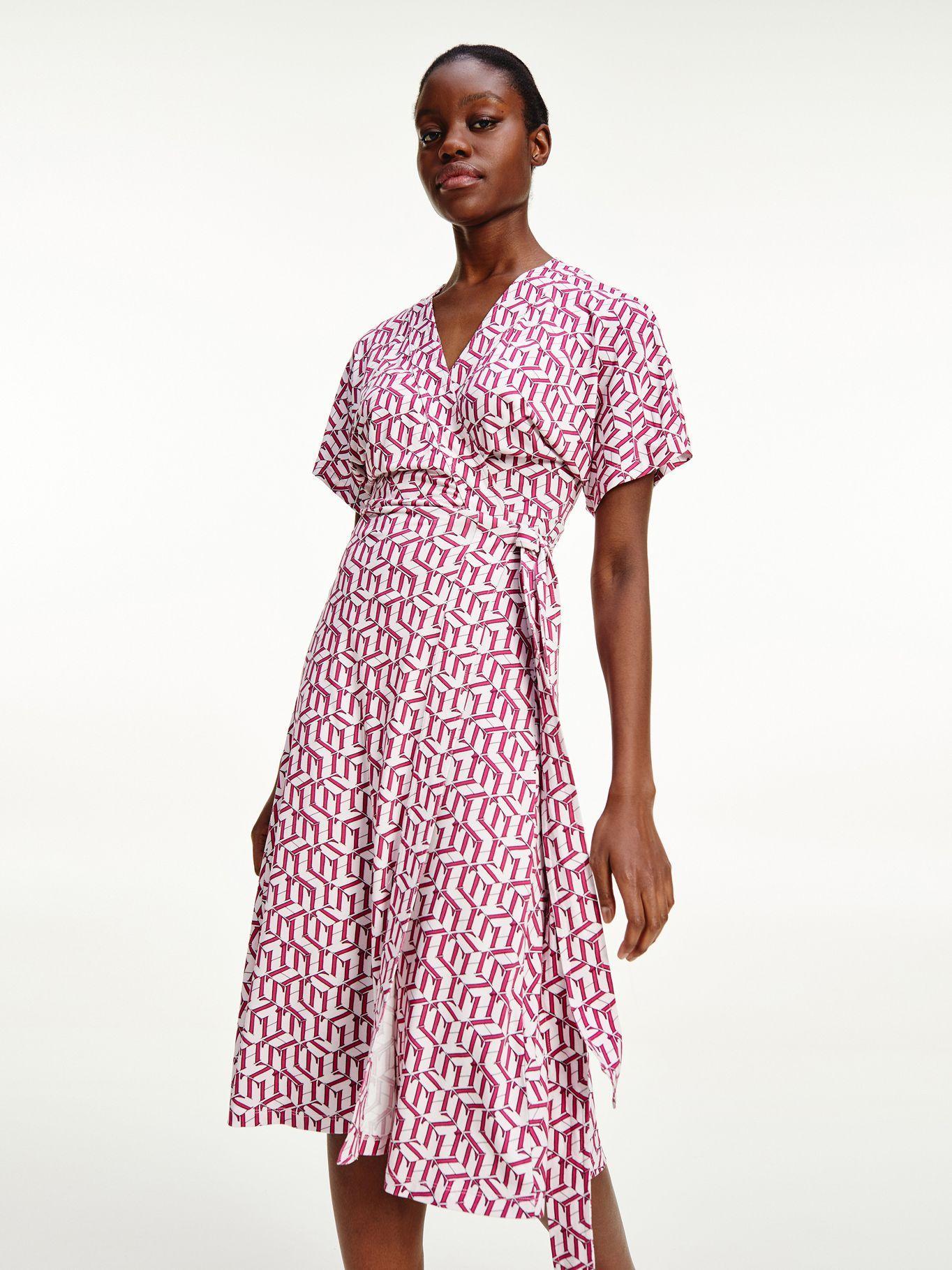 Vestido Midi Cruzado De Viscosa Rojo Tommy Hilfiger-0