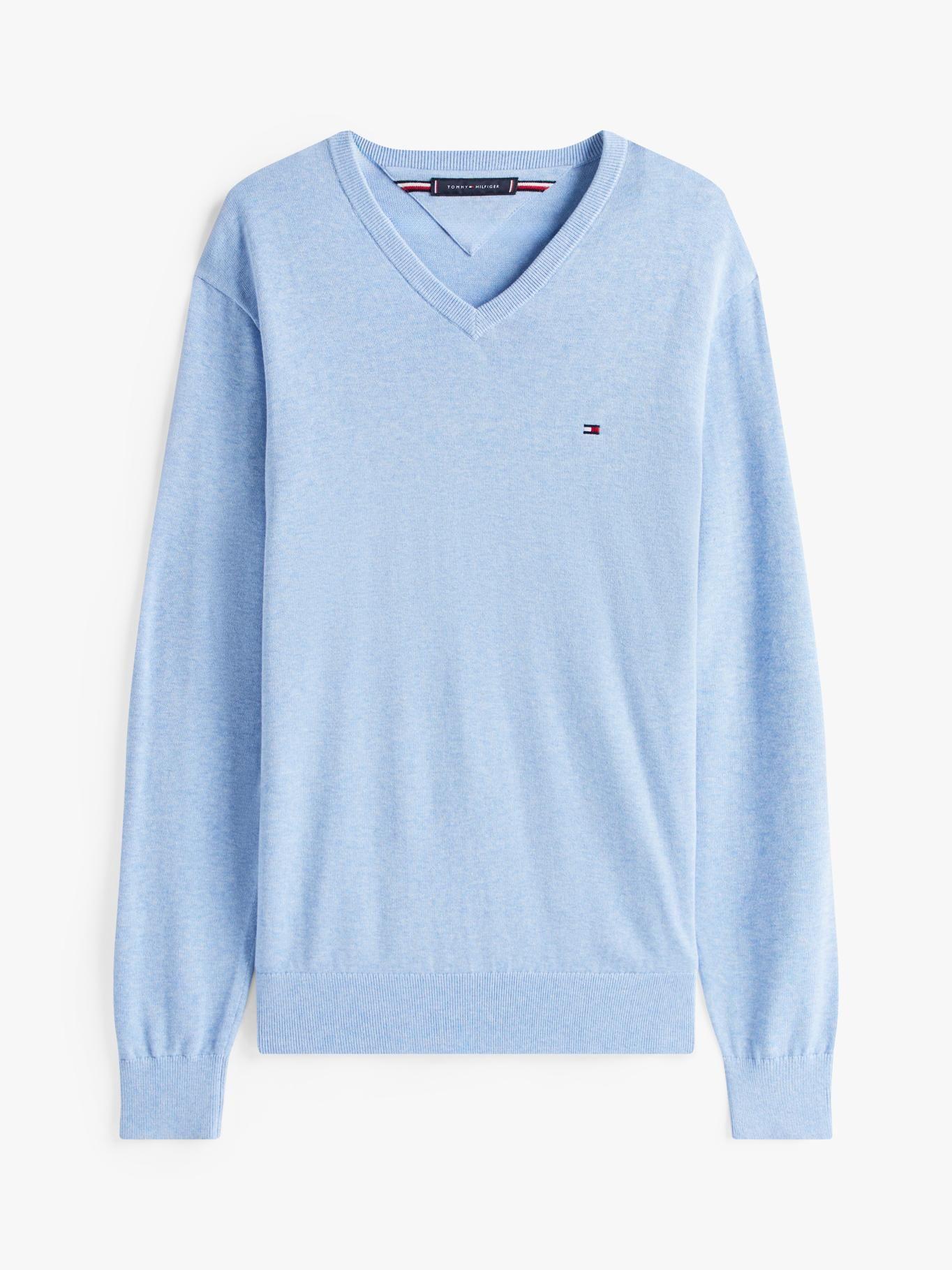 Sweater Básico Signature V-Neck Celeste Tommy Hilfiger-4