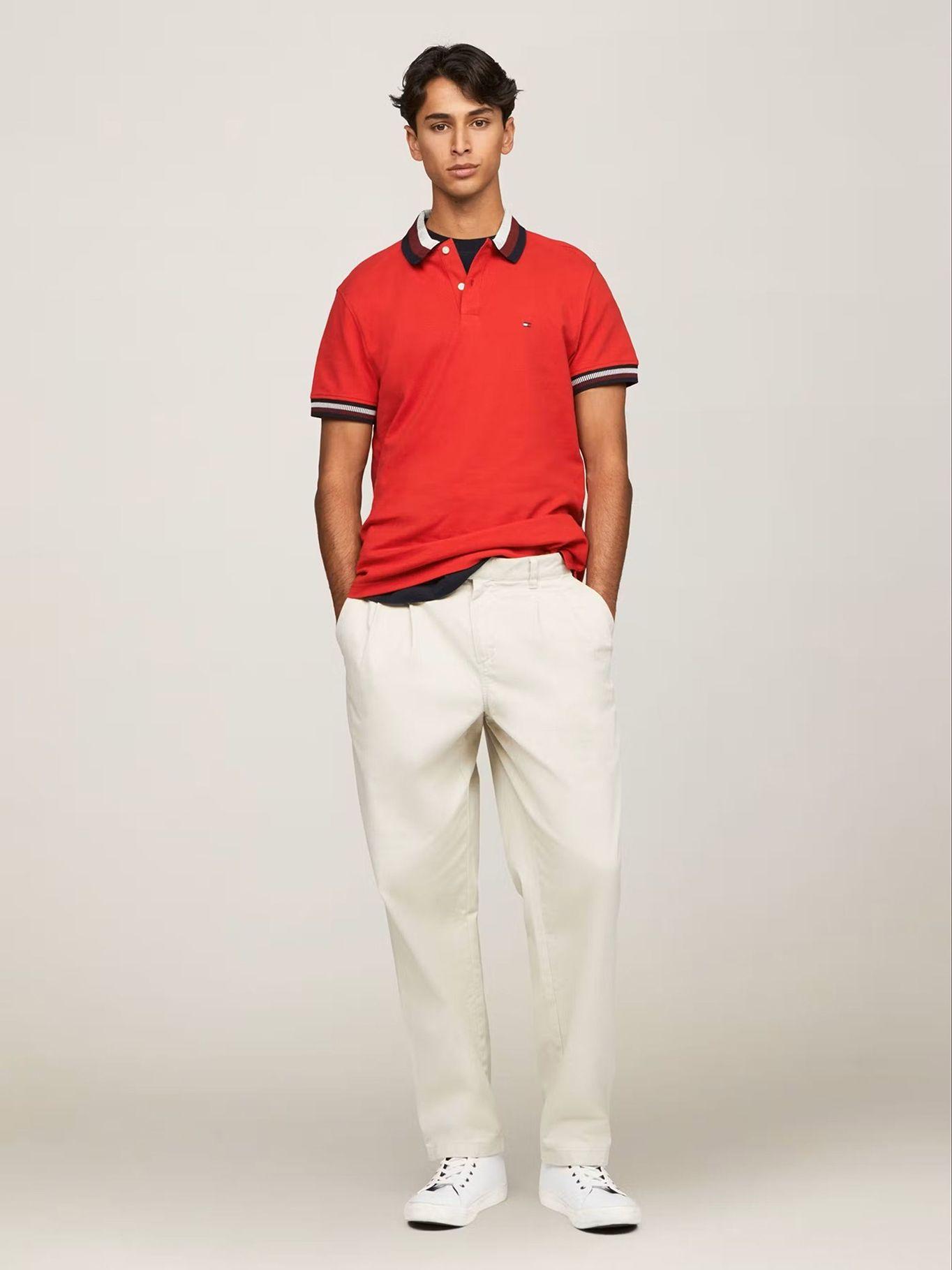 Polo Two Tone Con Logo Regular Fit Rojo Tommy Hilfiger-1