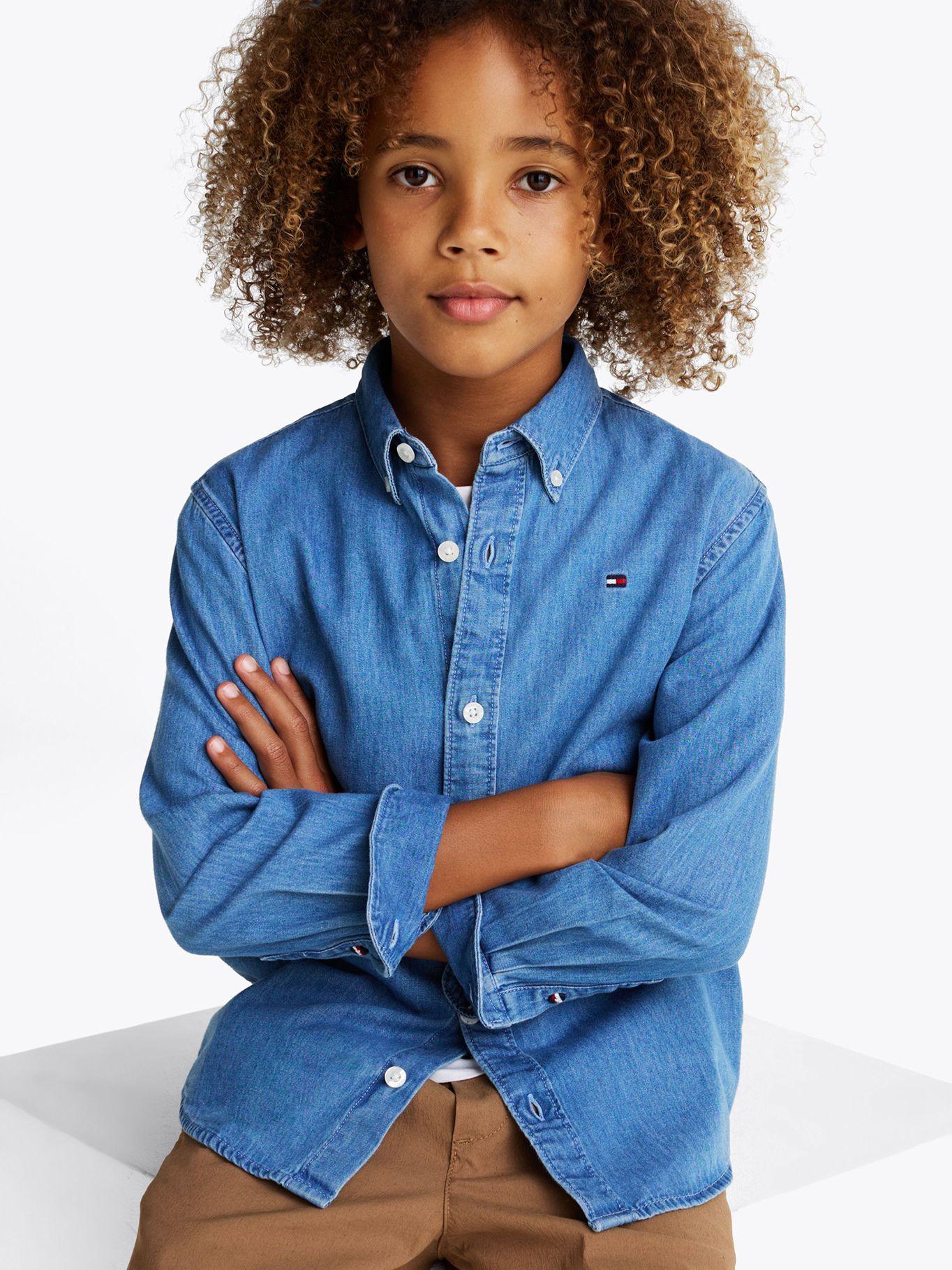 Camisa Niño En Chambray Denim 1A6 Azul Tommy Hilfiger-3