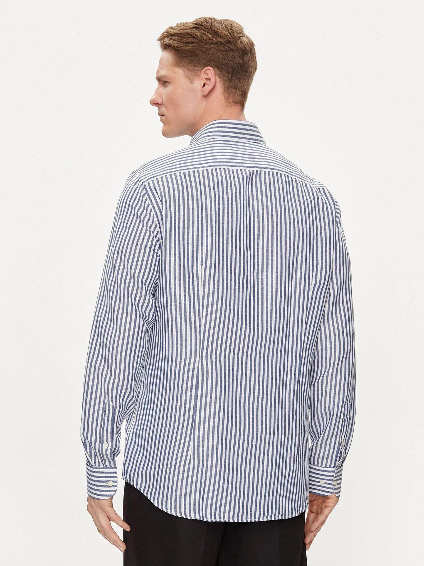 Camisa A Rayas Logo Regular Fit Celeste Tommy Hilfiger-2