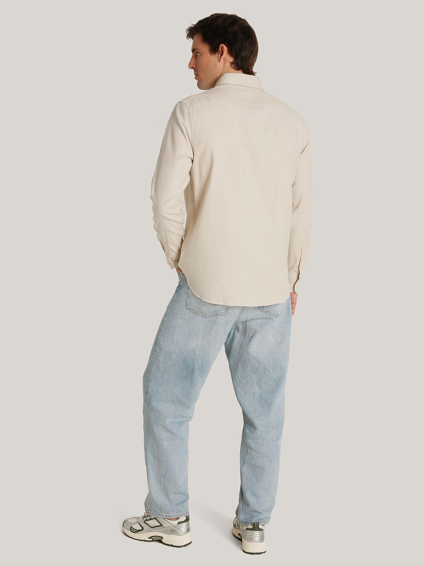 Camisa Regular Herringbone Solid Beige Tommy Hilfiger-2
