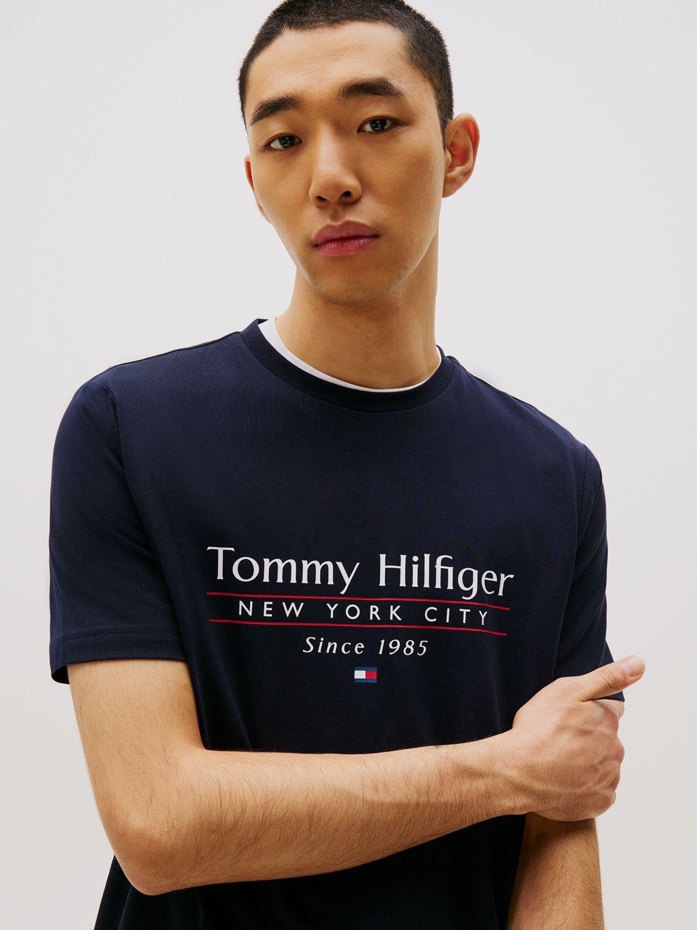 Polera Center Stack Logo Azul Tommy Hilfiger-3