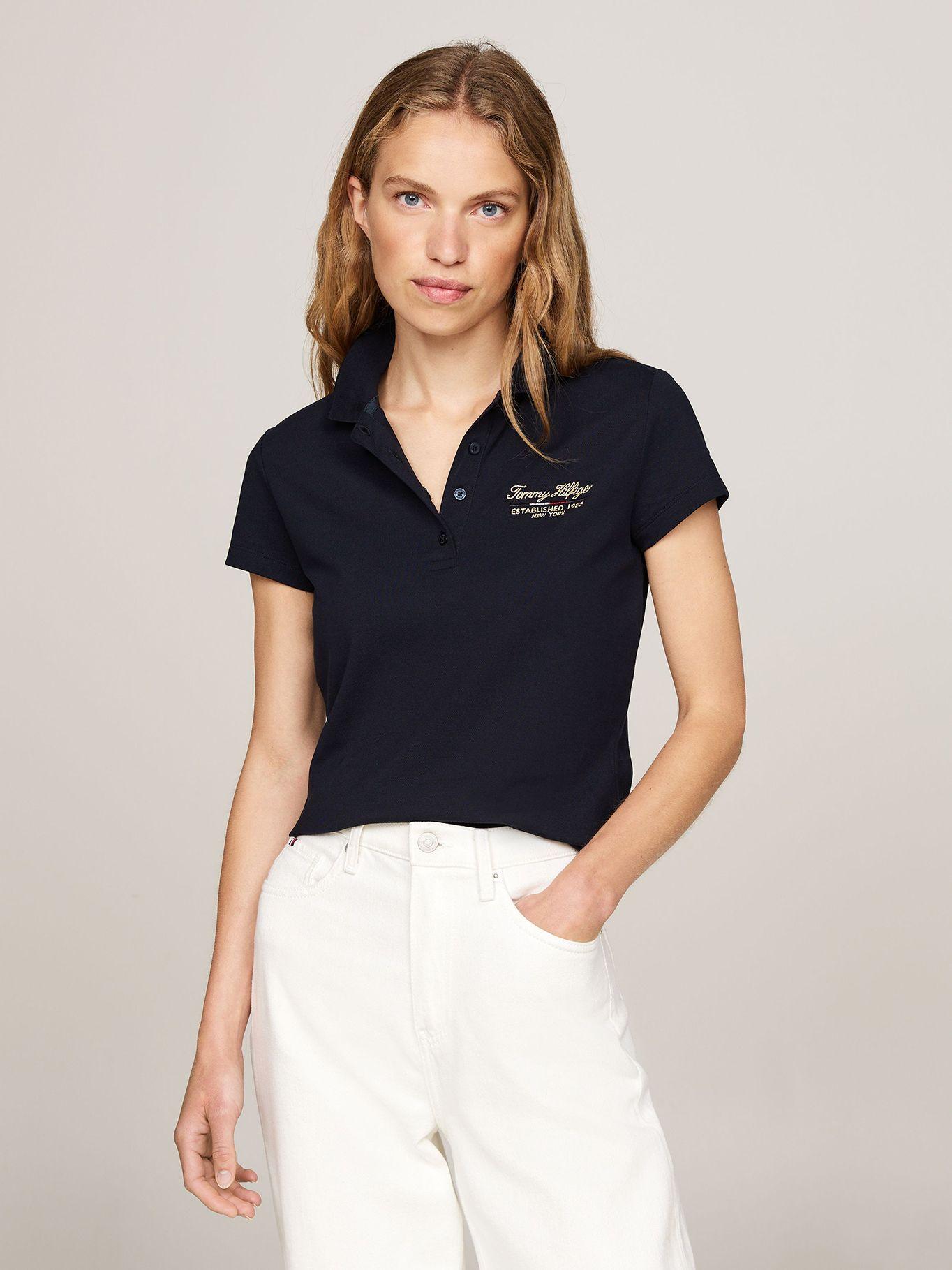 Polo Logo Script Slim Fit Azul Tommy Hilfiger-0