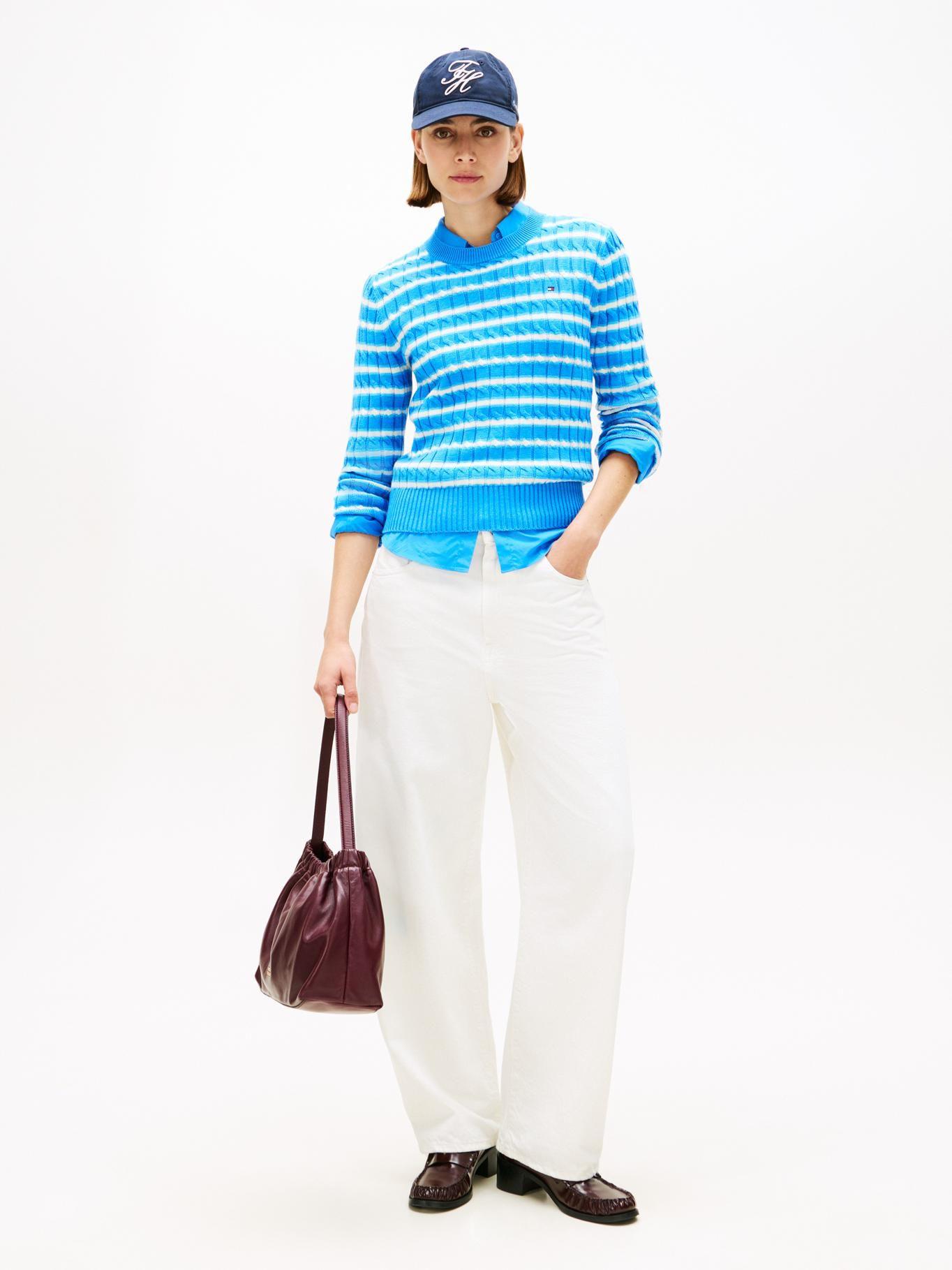 Sweater Essential Punto Cable Tommy Hilfiger Turquesa-1