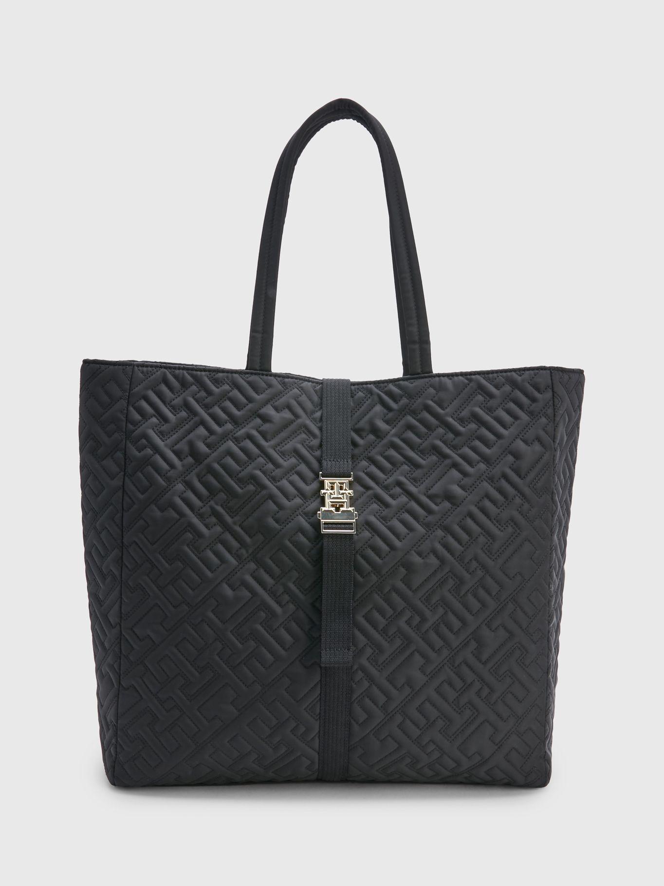 Tote Monogram Quilted Negro Tommy Hilfiger-0