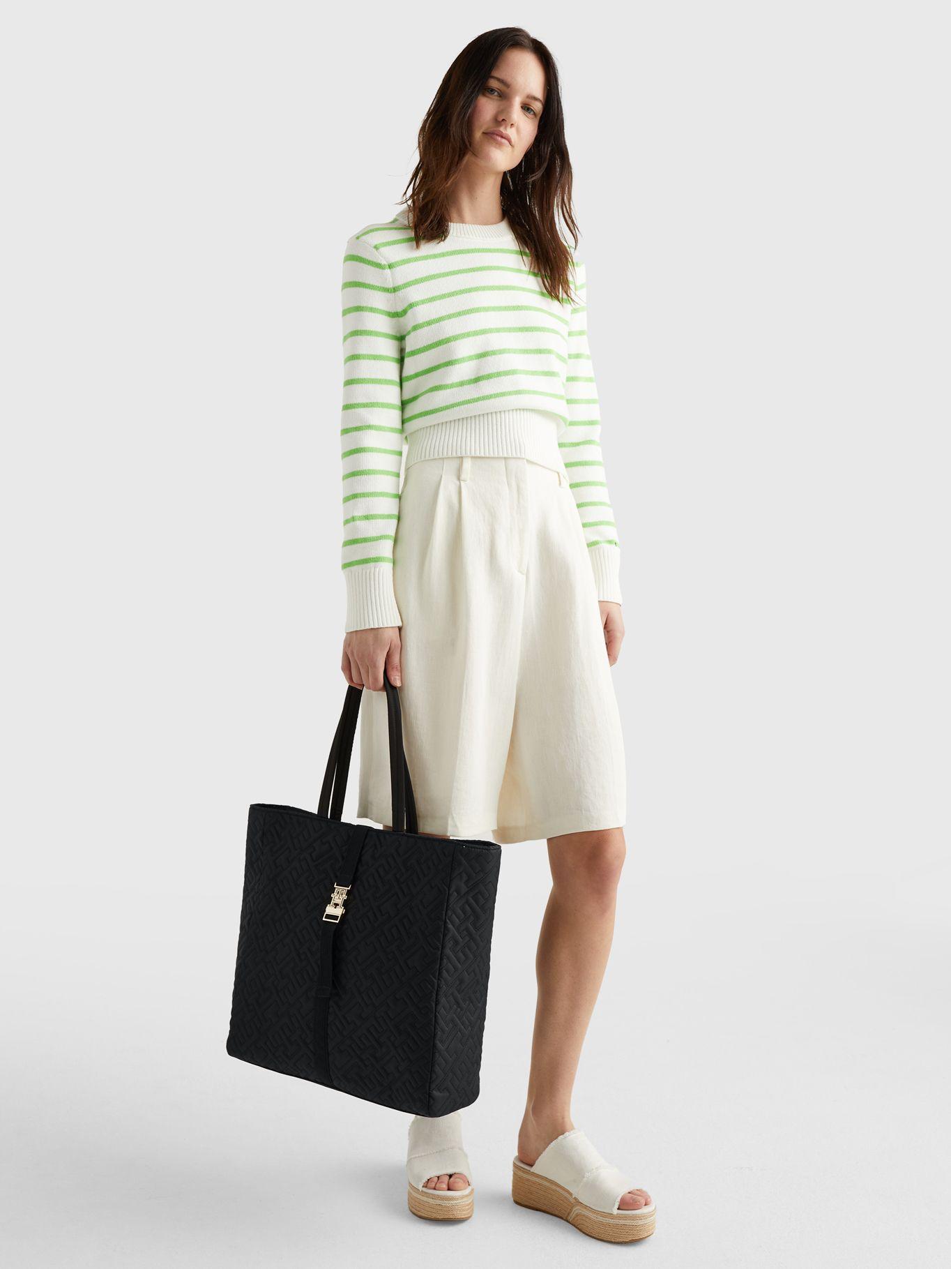 Tote Monogram Quilted Negro Tommy Hilfiger-1