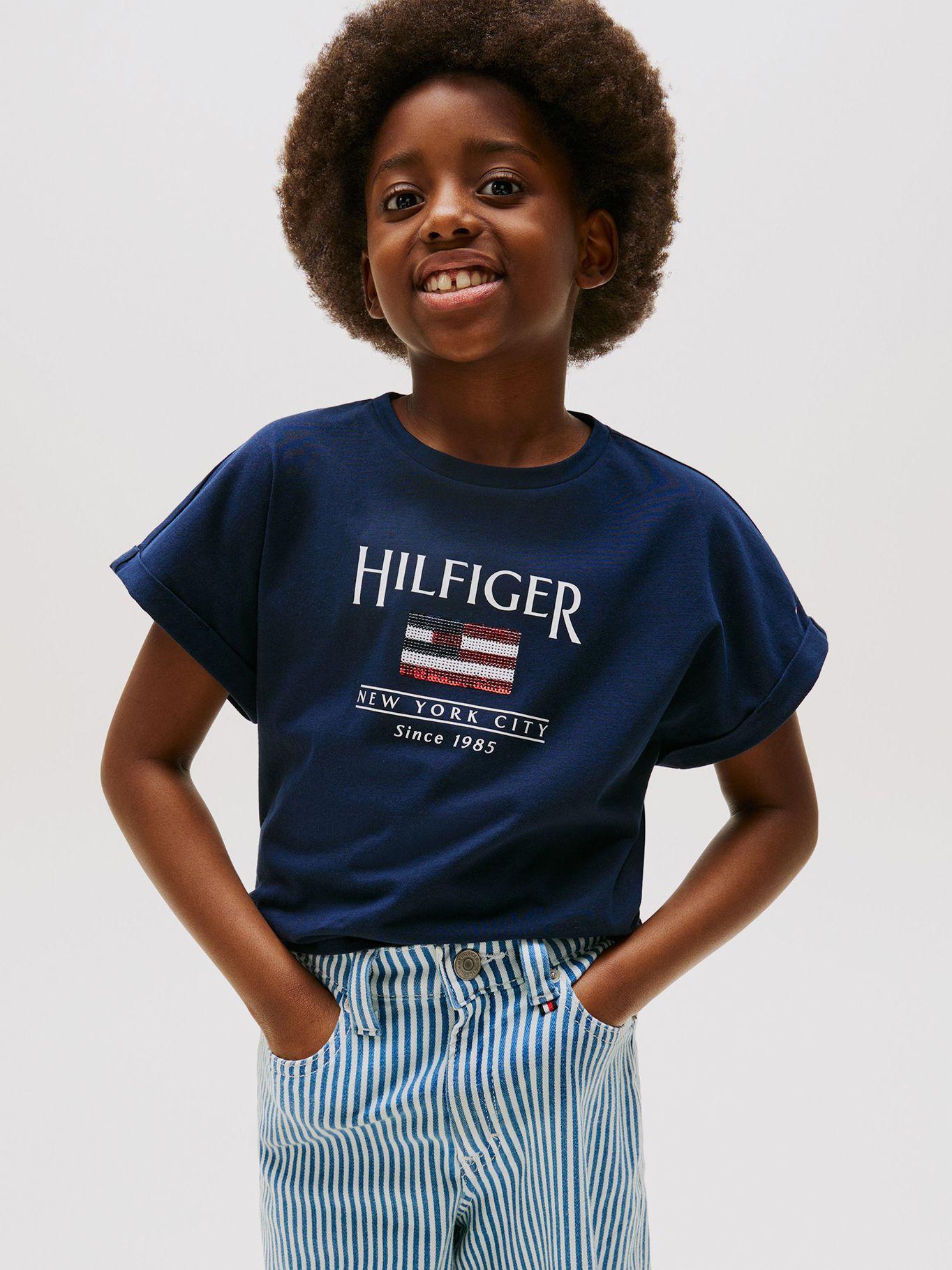 Polera Holgada Logo Lentejuelas Azul Tommy Hilfiger-0
