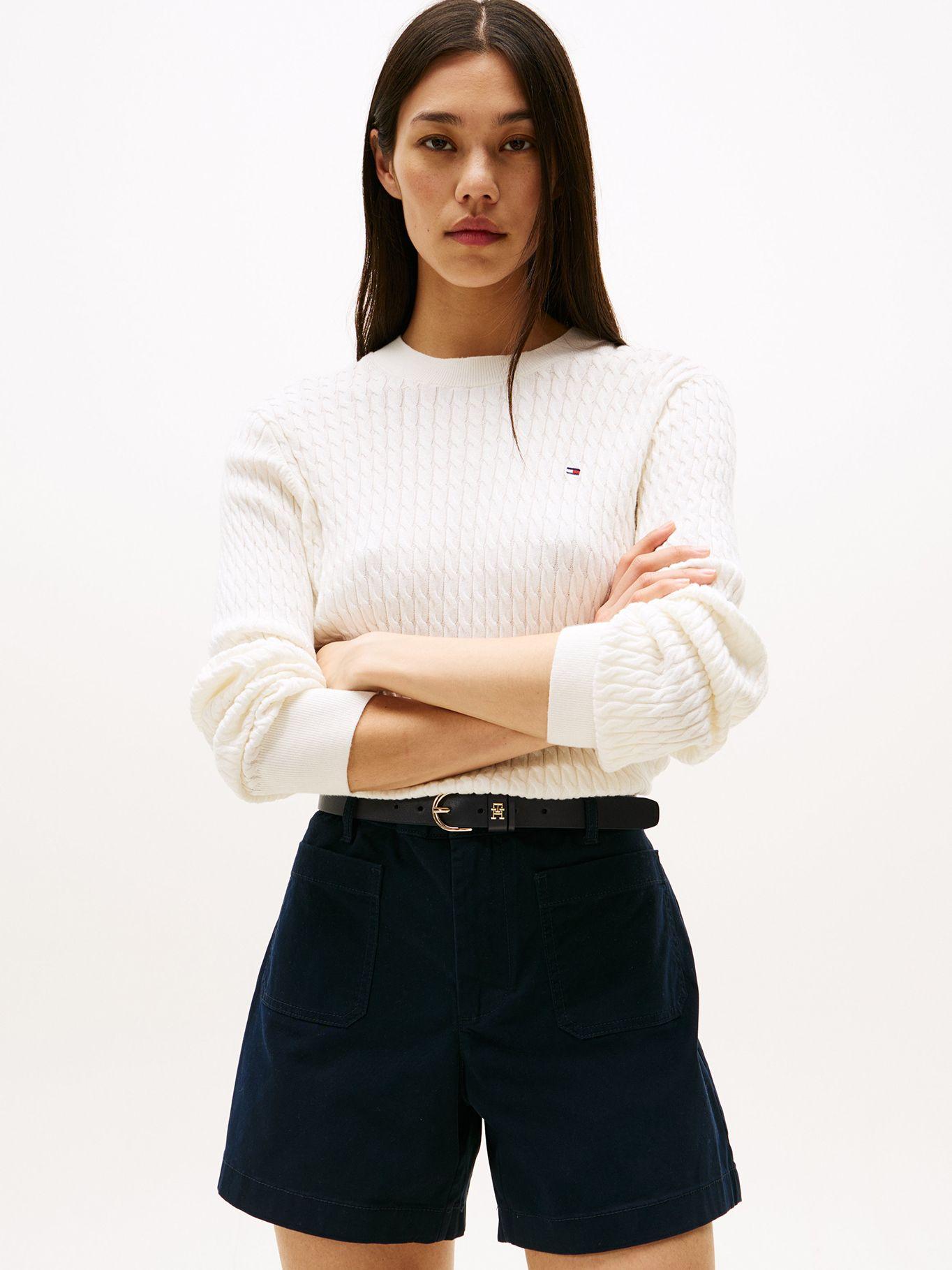 Sweater De Punto Trenzado Blanco Tommy Hilfiger-0