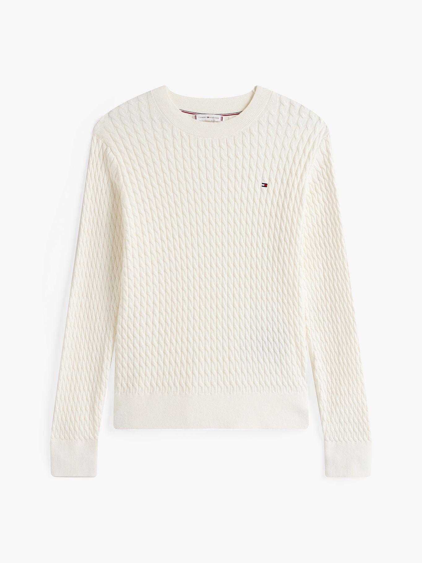 Sweater De Punto Trenzado Blanco Tommy Hilfiger-4