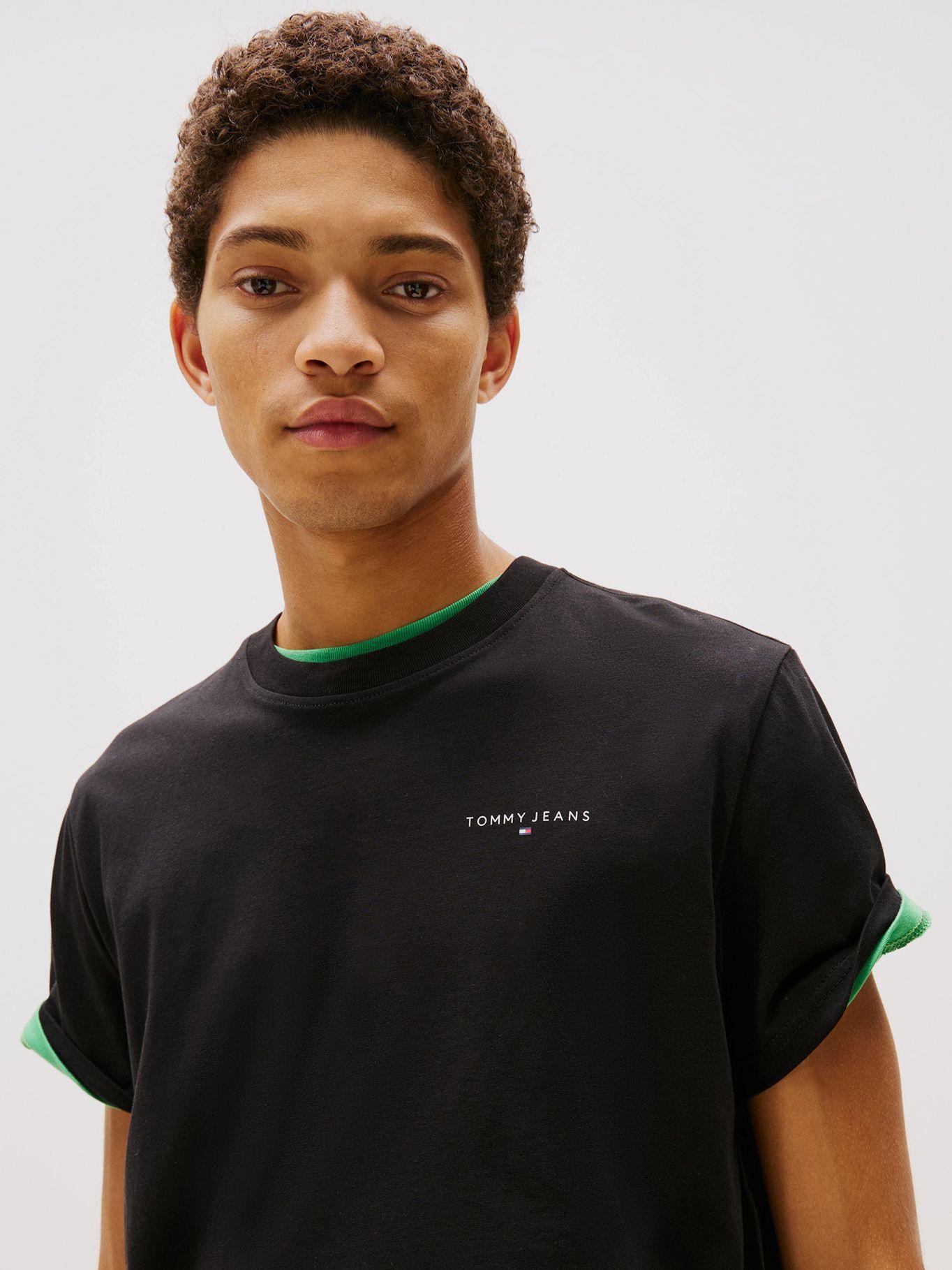 Polera Linear Chest Con Logo Slim Fit Negro Tommy Jeans-3