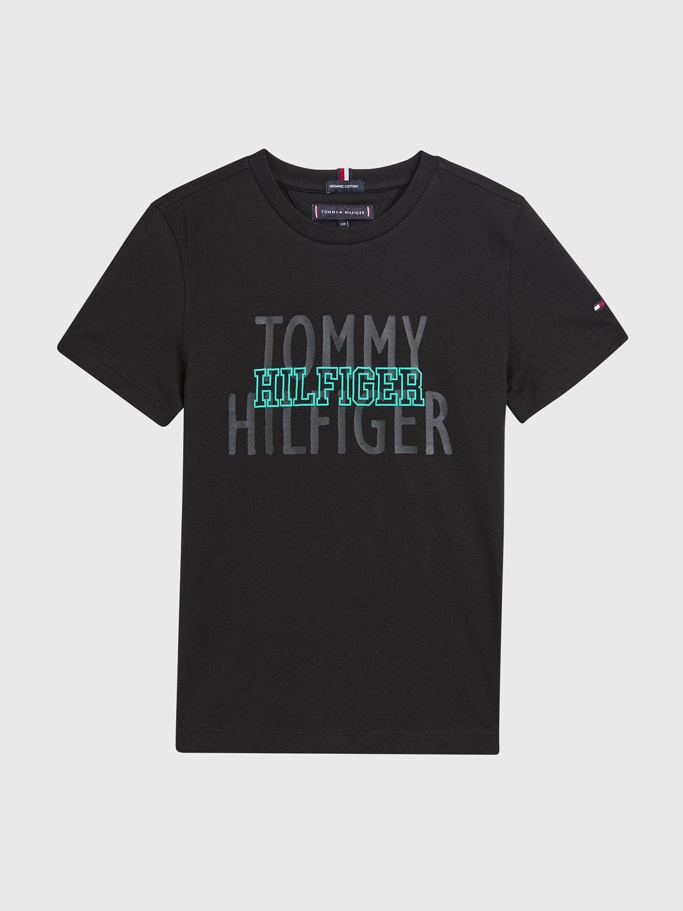 Polera De Niño De Algodón Con Logo Negro Tommy Hilfiger-0