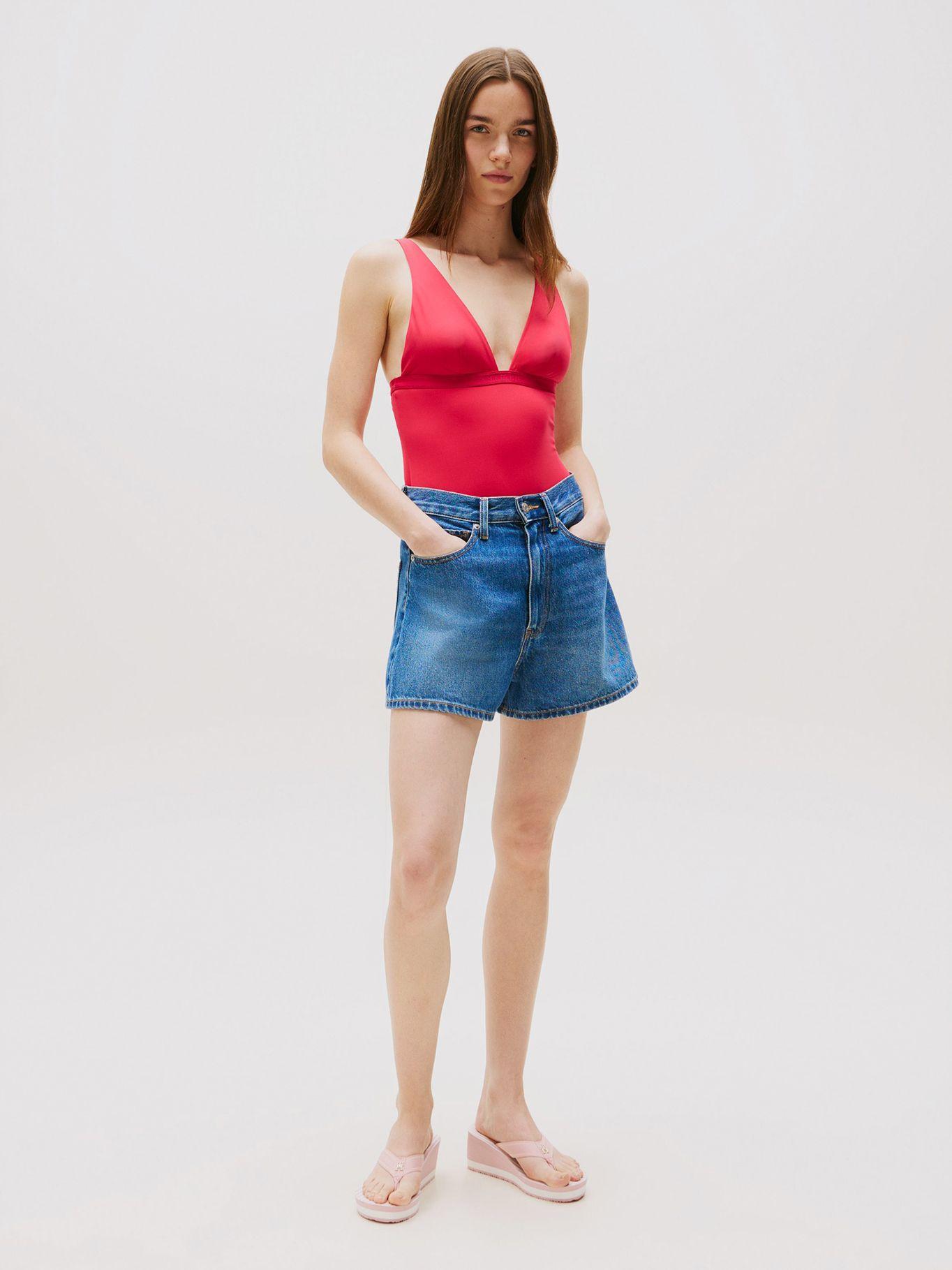 Sandalia De Cuña Con Logo Y Rayas Rosado Tommy Hilfiger-1