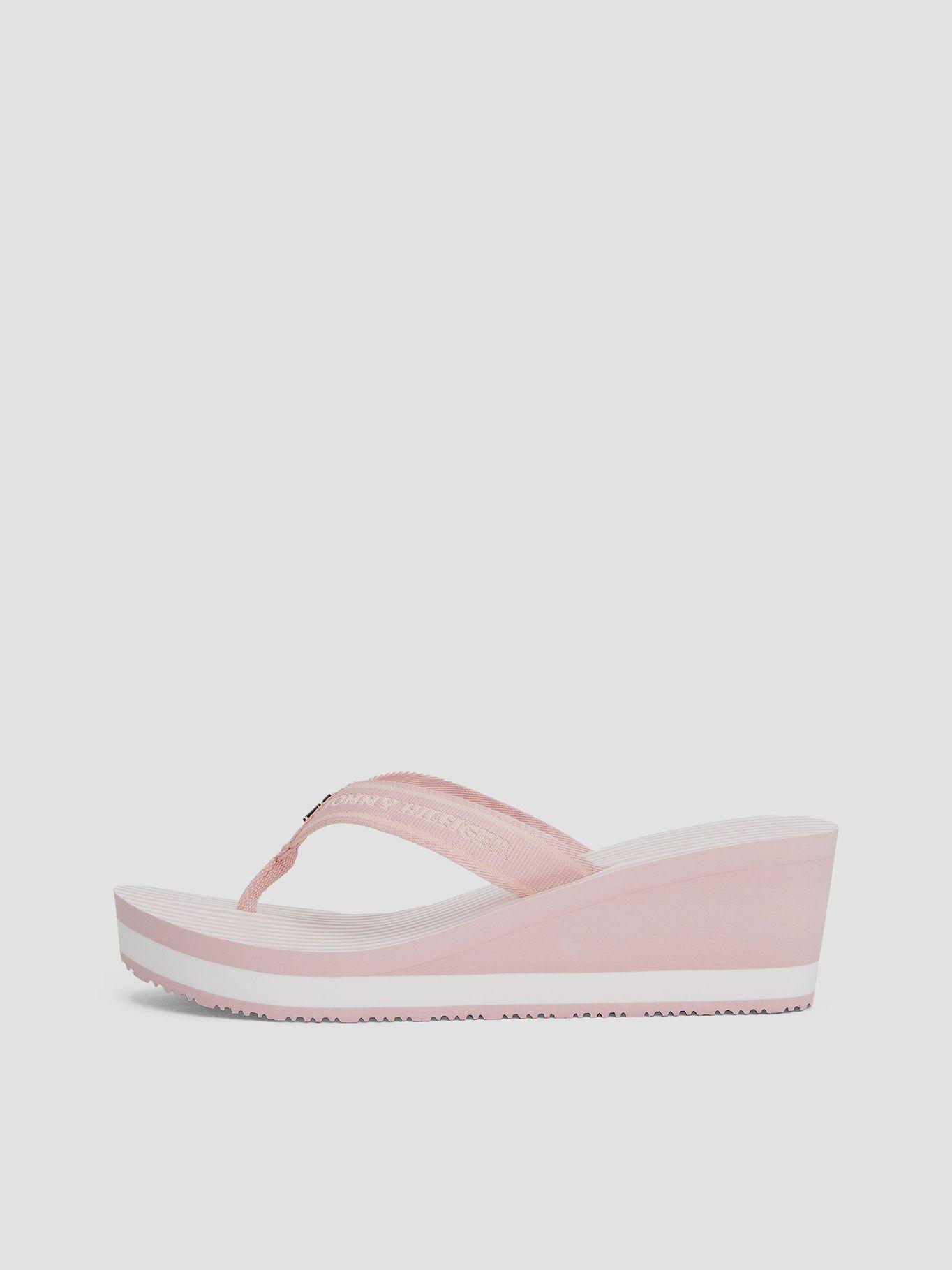 Sandalia De Cuña Con Logo Y Rayas Rosado Tommy Hilfiger-5