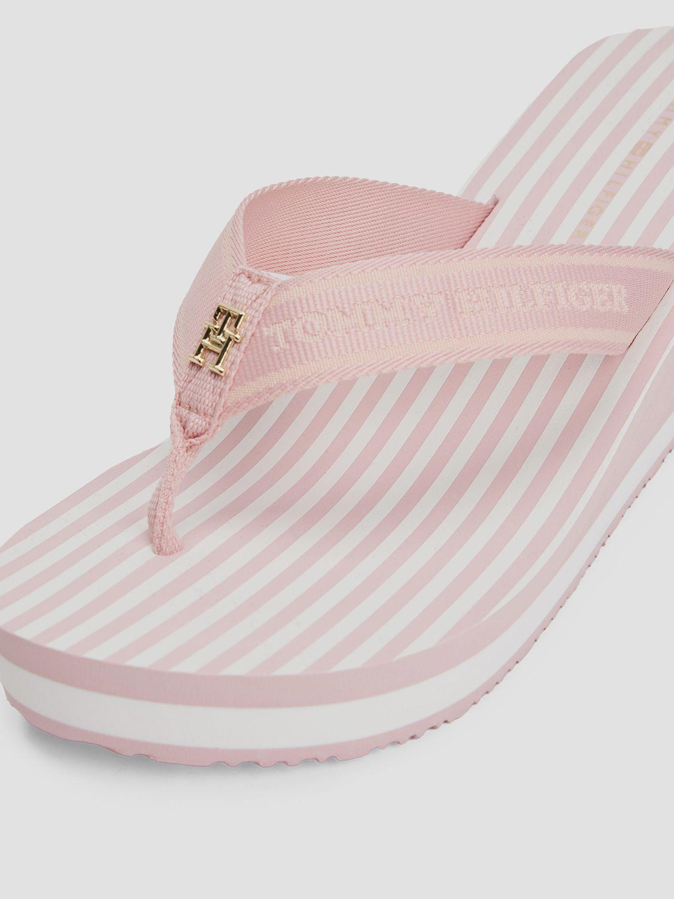Sandalia De Cuña Con Logo Y Rayas Rosado Tommy Hilfiger-6